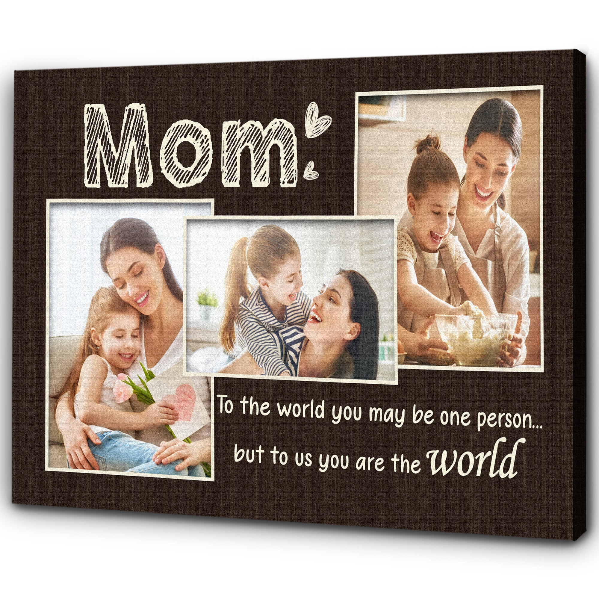 Personalized Mom Photo Collage Canvas Mom You Are The World Custom Gift For Mom, Gift For Mother, Custom Canvas Print