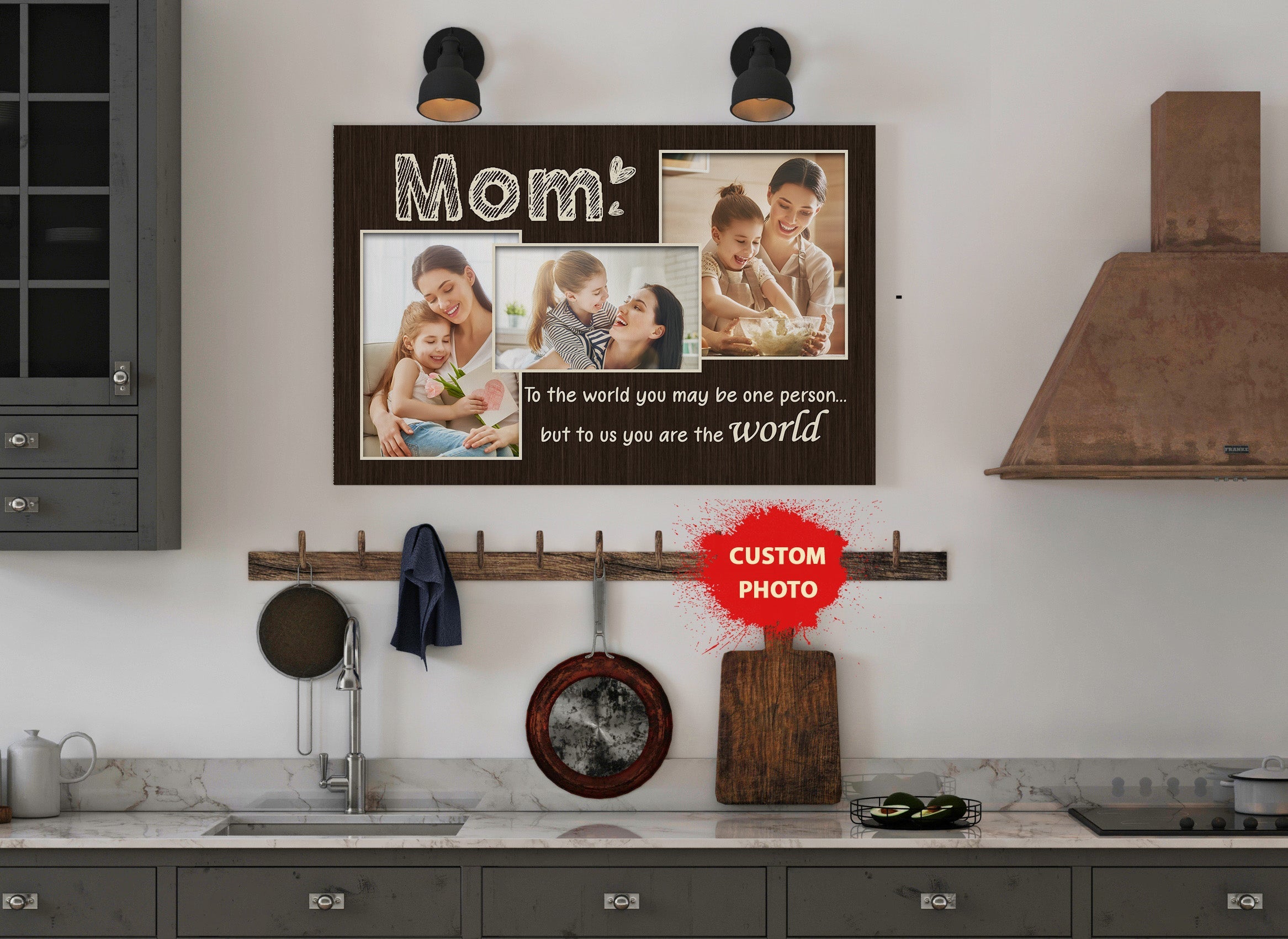 Personalized Mom Photo Collage Canvas Mom You Are The World Custom Gift For Mom, Gift For Mother, Custom Canvas Print