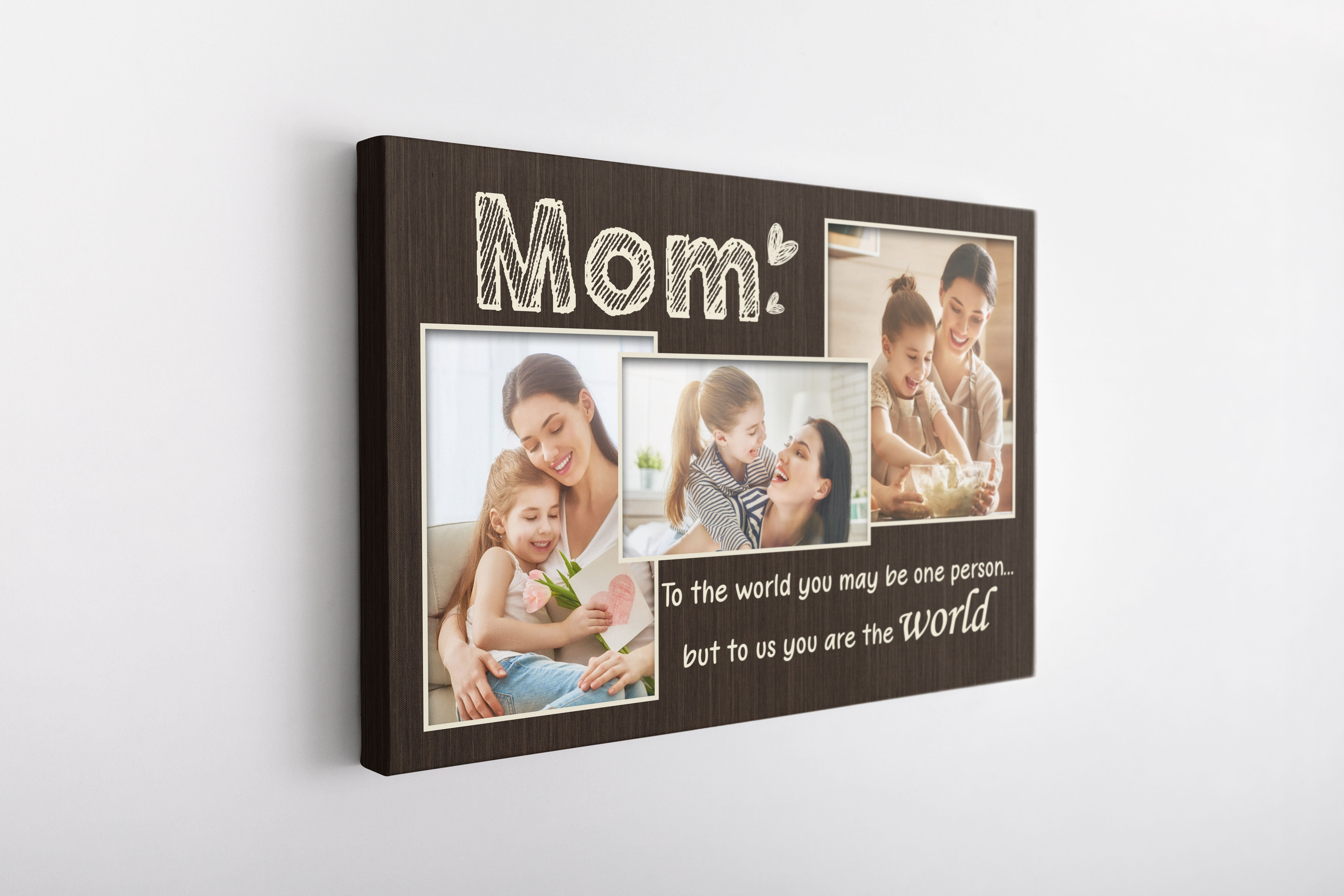 Personalized Mom Photo Collage Canvas Mom You Are The World Custom Gift For Mom, Gift For Mother, Custom Canvas Print