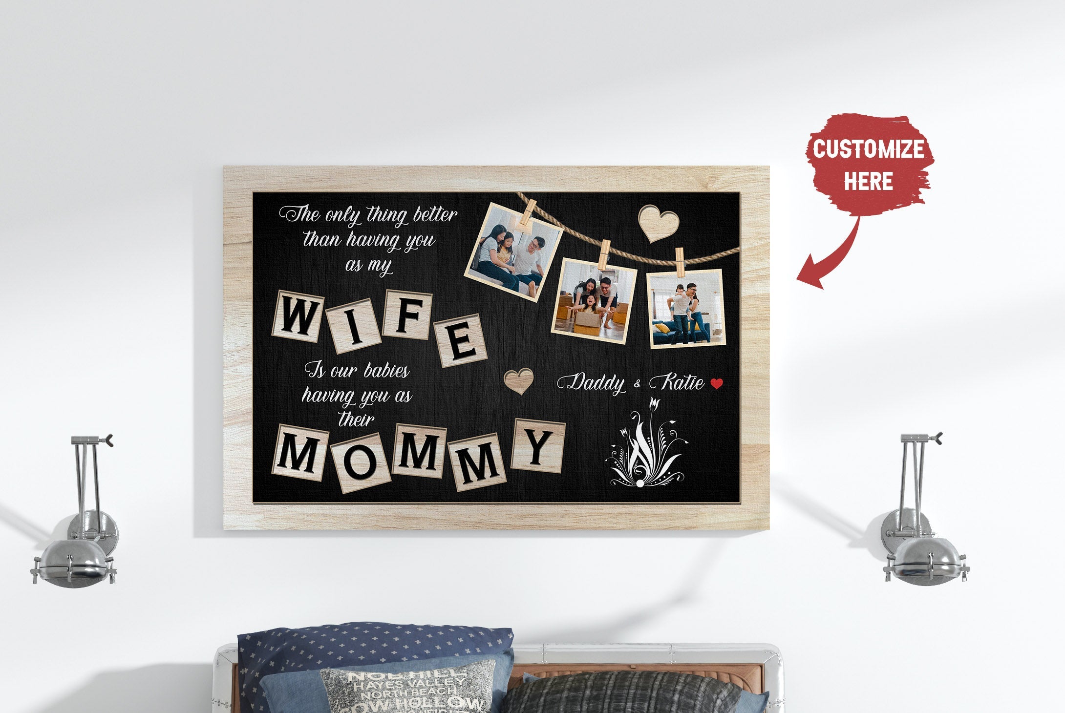 Personalized Mother'S Day Canvas Gift For Wife From Husband, Custom Photo Collage Happy Mother'S Day, Custom Canvas Print