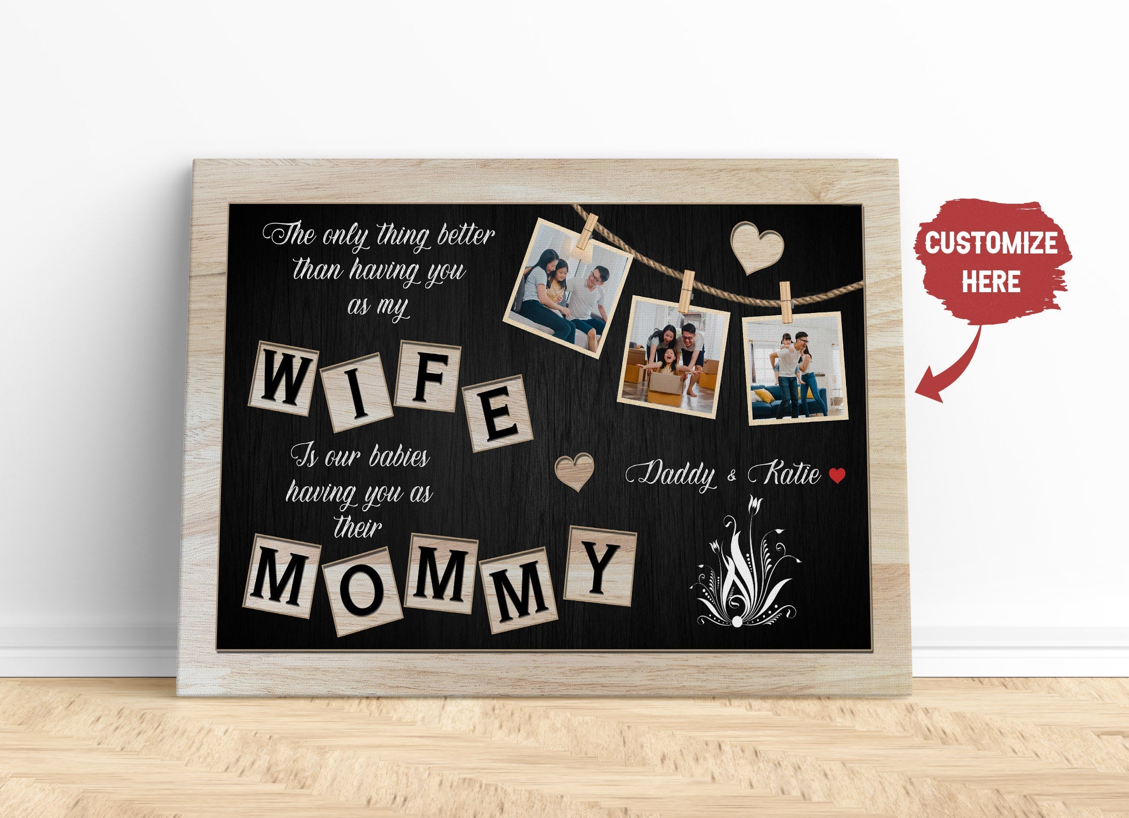 Personalized Mother'S Day Canvas Gift For Wife From Husband, Custom Photo Collage Happy Mother'S Day, Custom Canvas Print