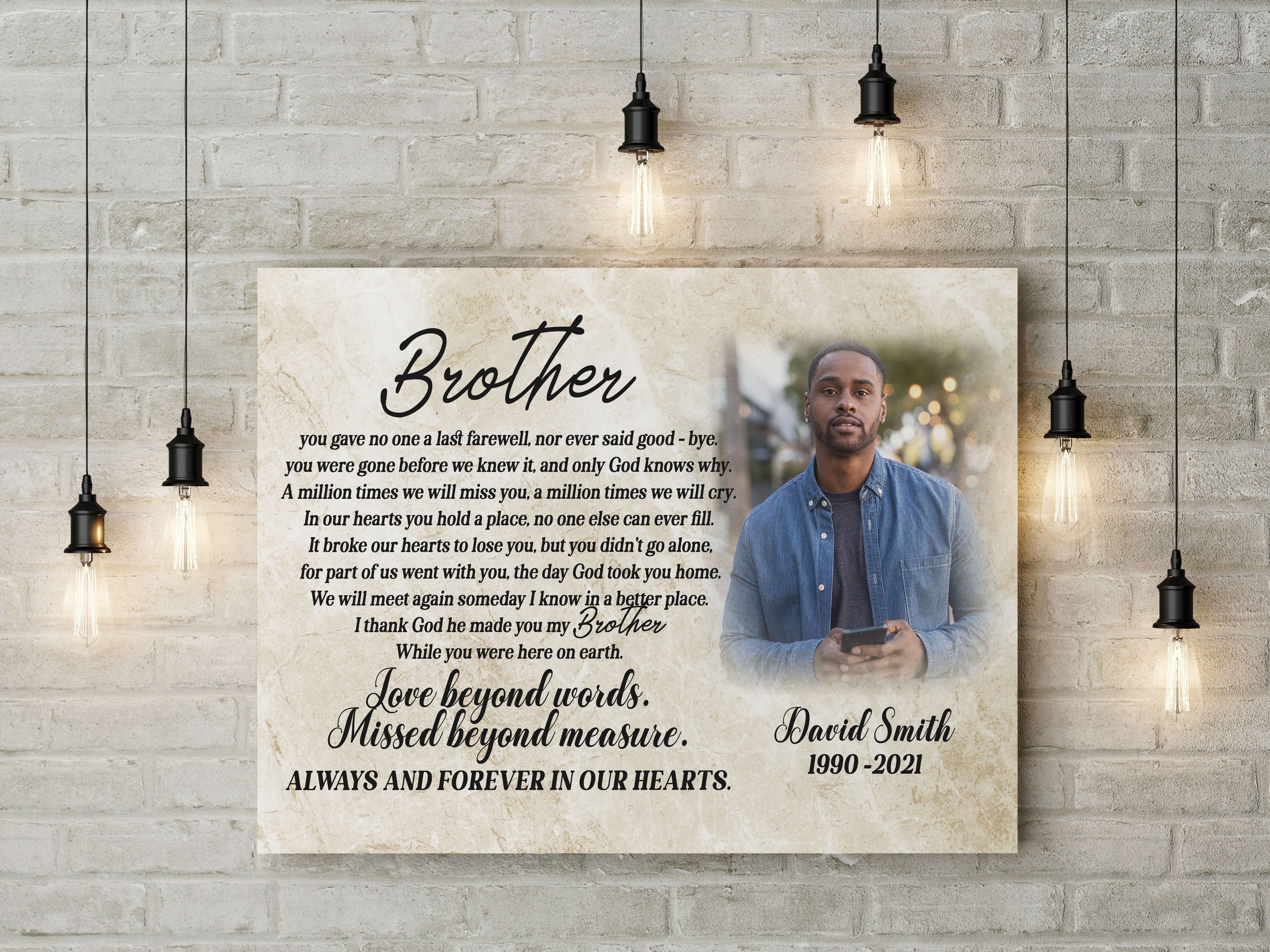Personalized My Brother In Heaven Canvas Memorial Keepsake Loss Of Brother Sympathy Canvas Gift For Brother In Loving Memory Of Brother On Christmas