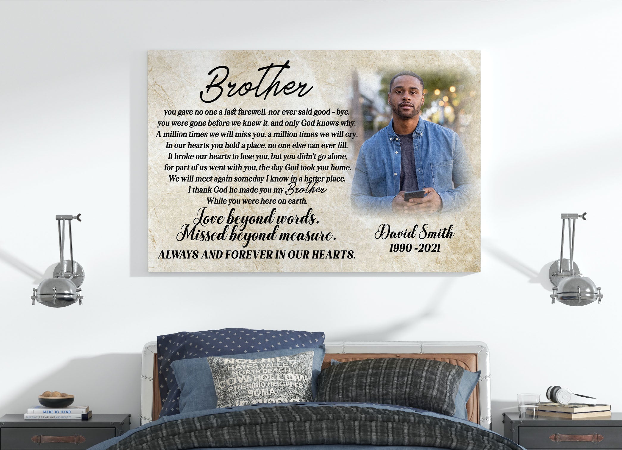 Personalized My Brother In Heaven Canvas Memorial Keepsake Loss Of Brother Sympathy Canvas Gift For Brother In Loving Memory Of Brother On Christmas