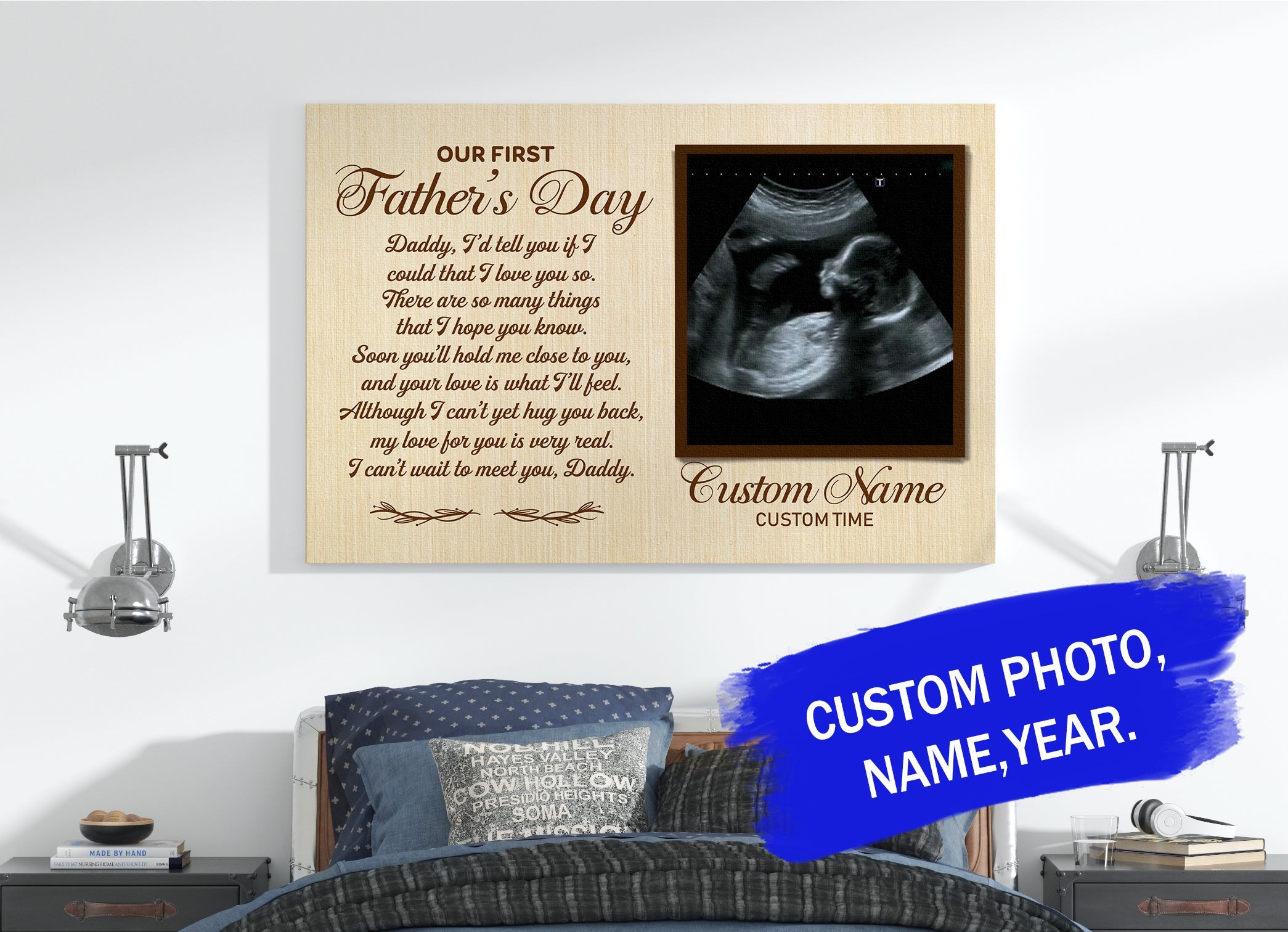 Personalized New Daddy Canvas Custom Sonogram Wall Art First Father S Day Gift For Husband Dad To Be Expecting Father Custom Canvas Print 5 Aom6oa 3 Personalized New Daddy Canvas Custom Sonogram Wall Art First Father'S Day Gift For Husband Dad To Be Expecting Father, Custom Canvas Print