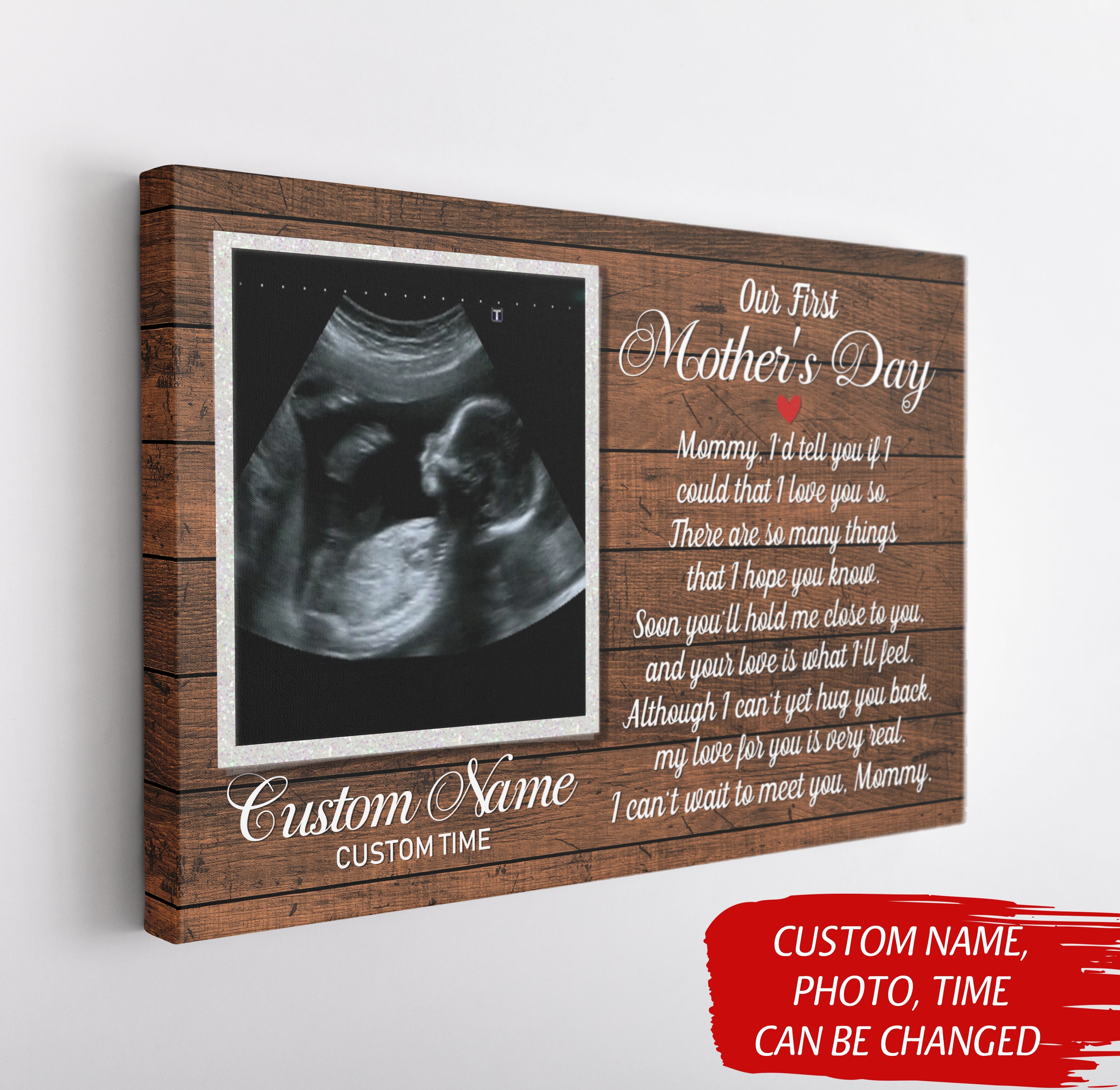 Personalized New Mom Canvas Can'T Wait To Meet You First Mother'S Day Gift For Wife, Expecting Mom, Custom Canvas Print