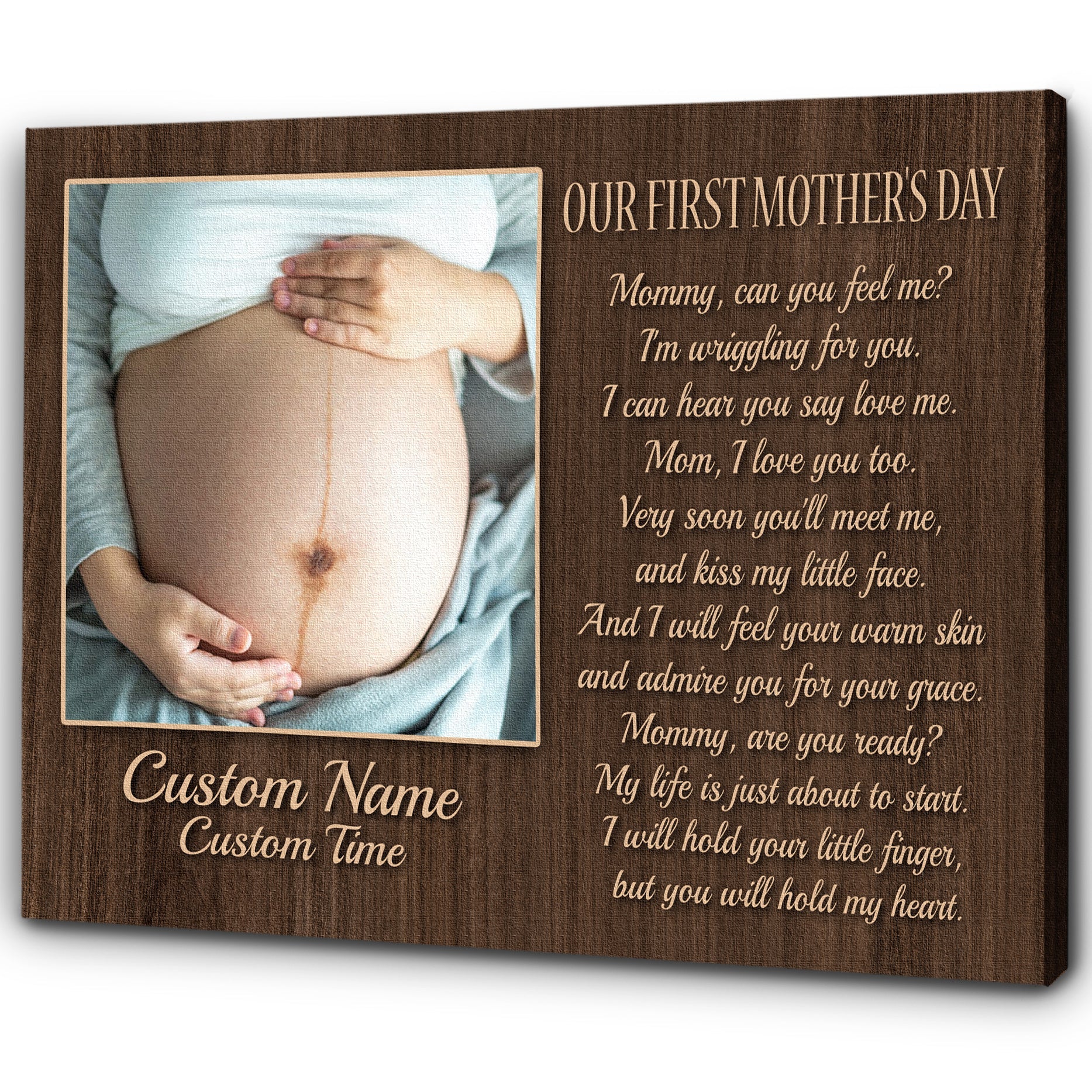 Personalized New Mom Canvas Our First Mother'S Day New Mom Gift For Wife, Expecting Mom From Husband, Custom Canvas Print