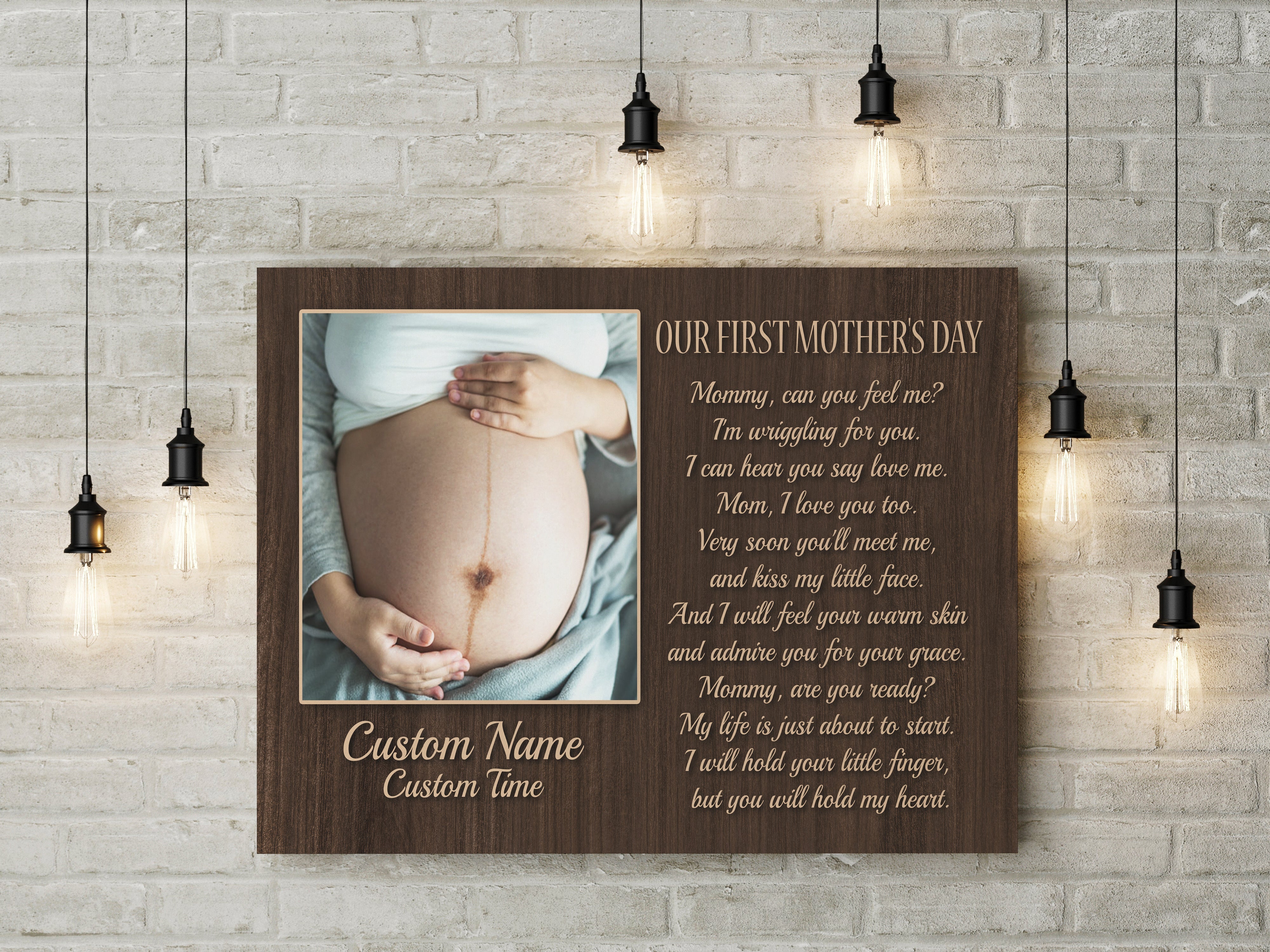 Personalized New Mom Canvas Our First Mother'S Day New Mom Gift For Wife, Expecting Mom From Husband, Custom Canvas Print