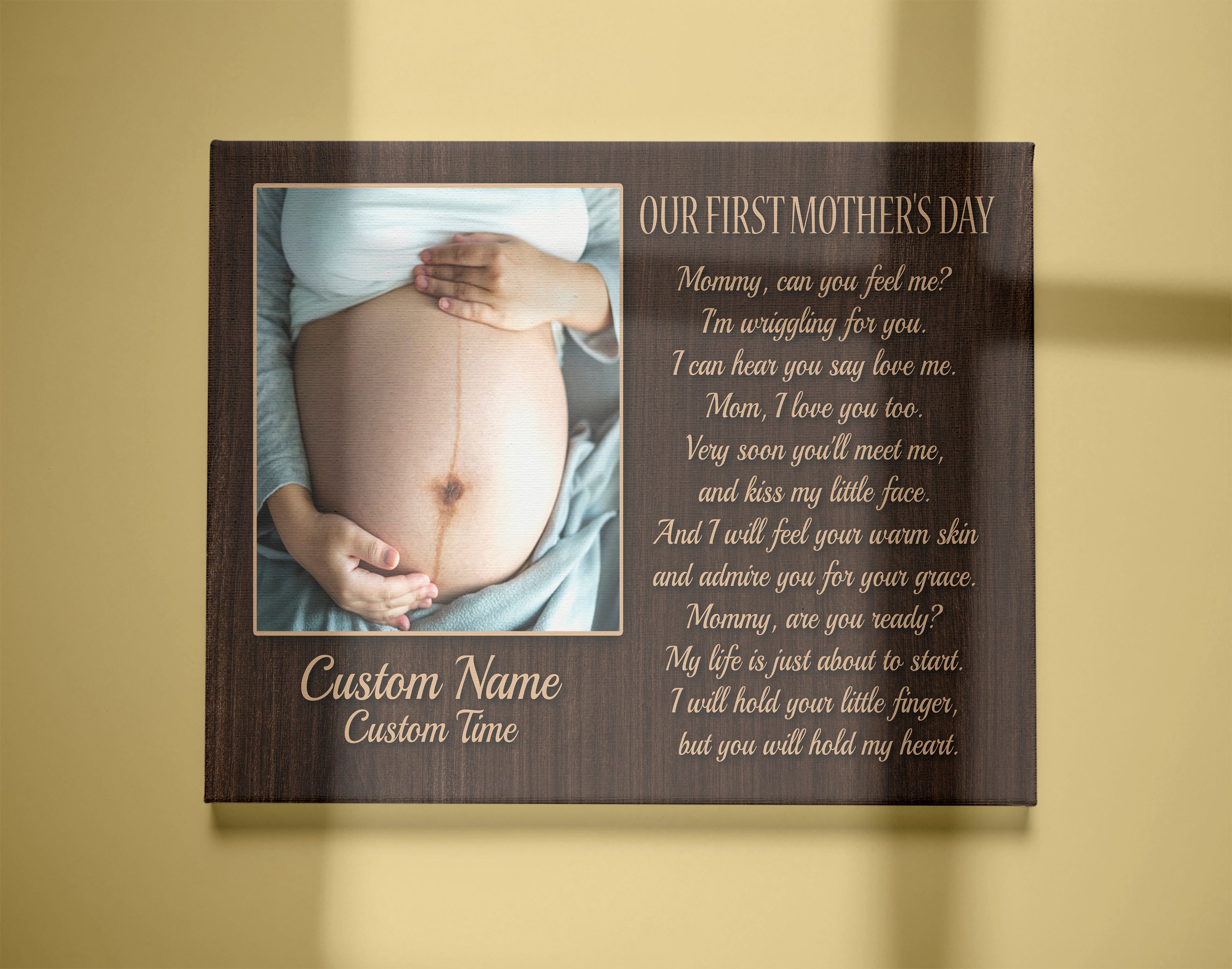 Personalized New Mom Canvas Our First Mother'S Day New Mom Gift For Wife, Expecting Mom From Husband, Custom Canvas Print