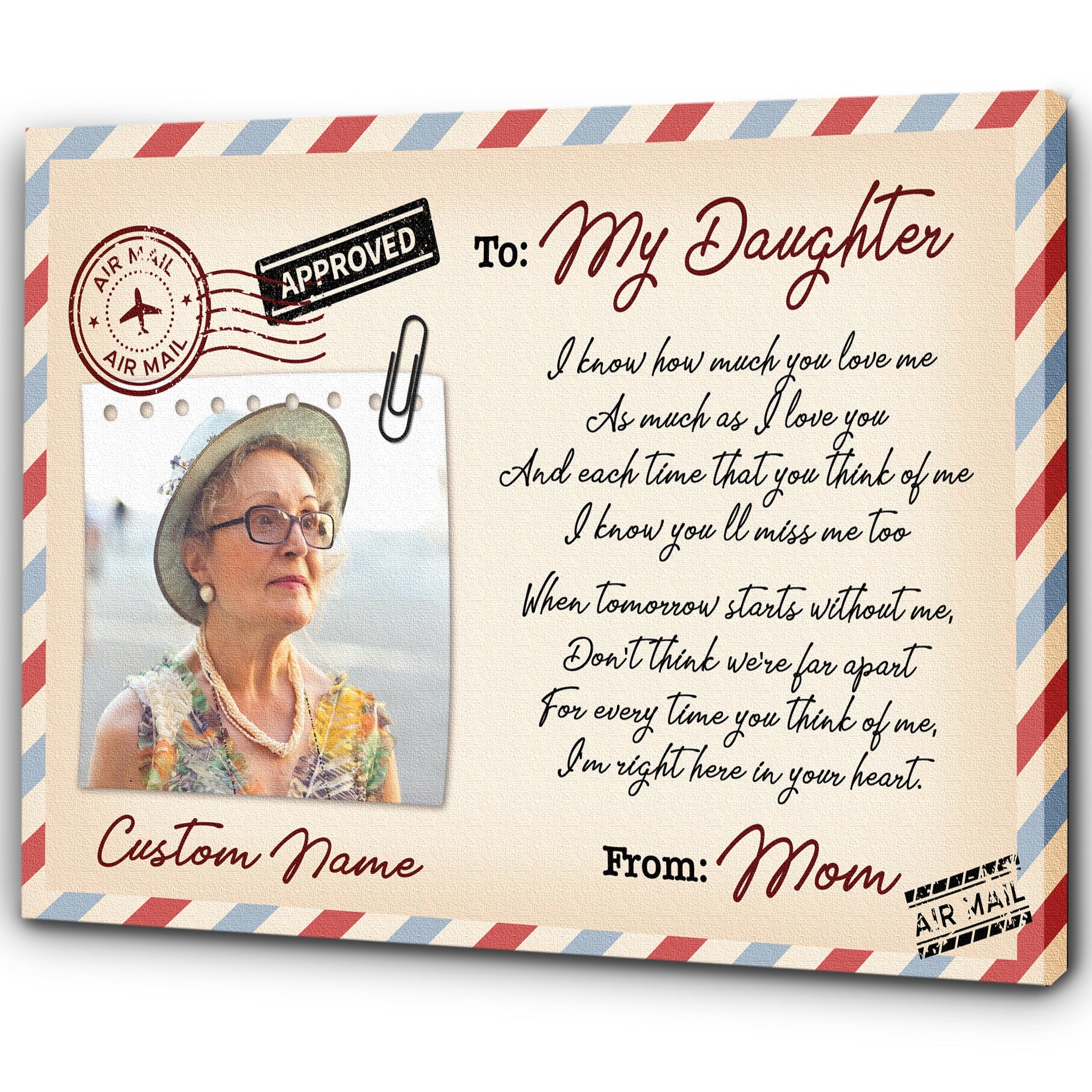 Personalized Sympathy Canvas For Loss Of Loved One, Memorial Gifts For Loss Of Mom Dad Letter From Heaven, Custom Canvas Print