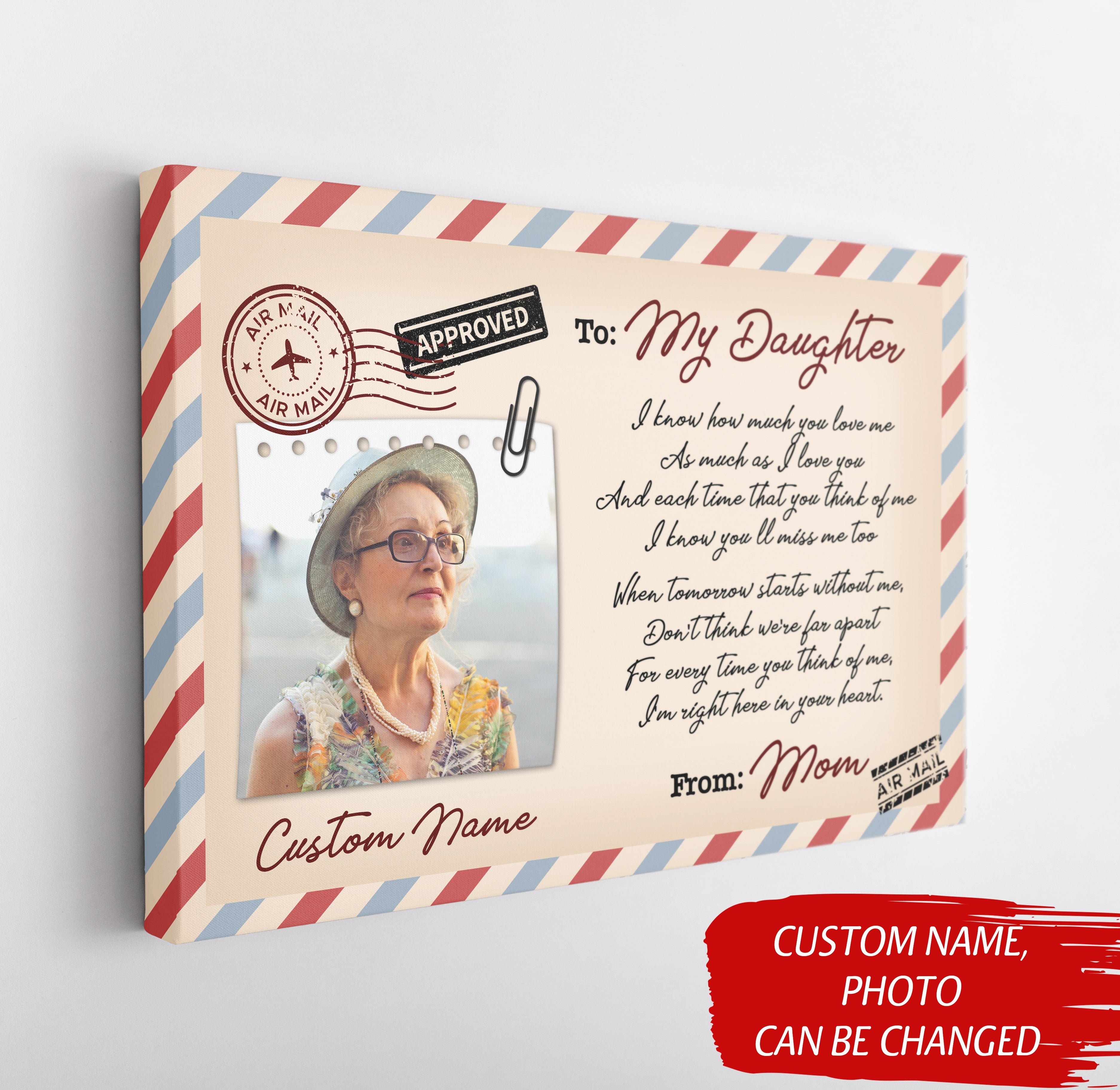 Personalized Sympathy Canvas For Loss Of Loved One, Memorial Gifts For Loss Of Mom Dad Letter From Heaven, Custom Canvas Print