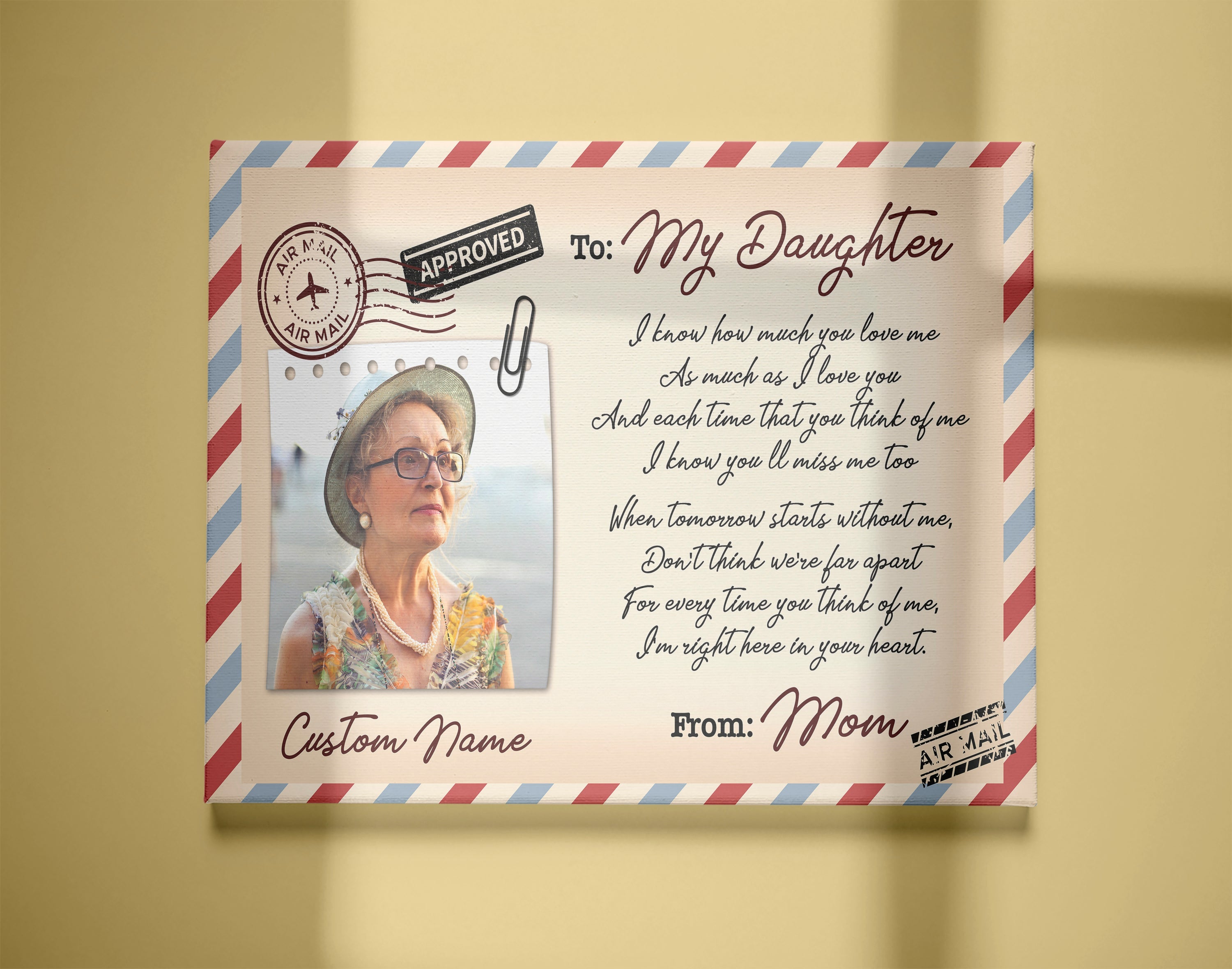 Personalized Sympathy Canvas For Loss Of Loved One, Memorial Gifts For Loss Of Mom Dad Letter From Heaven, Custom Canvas Print