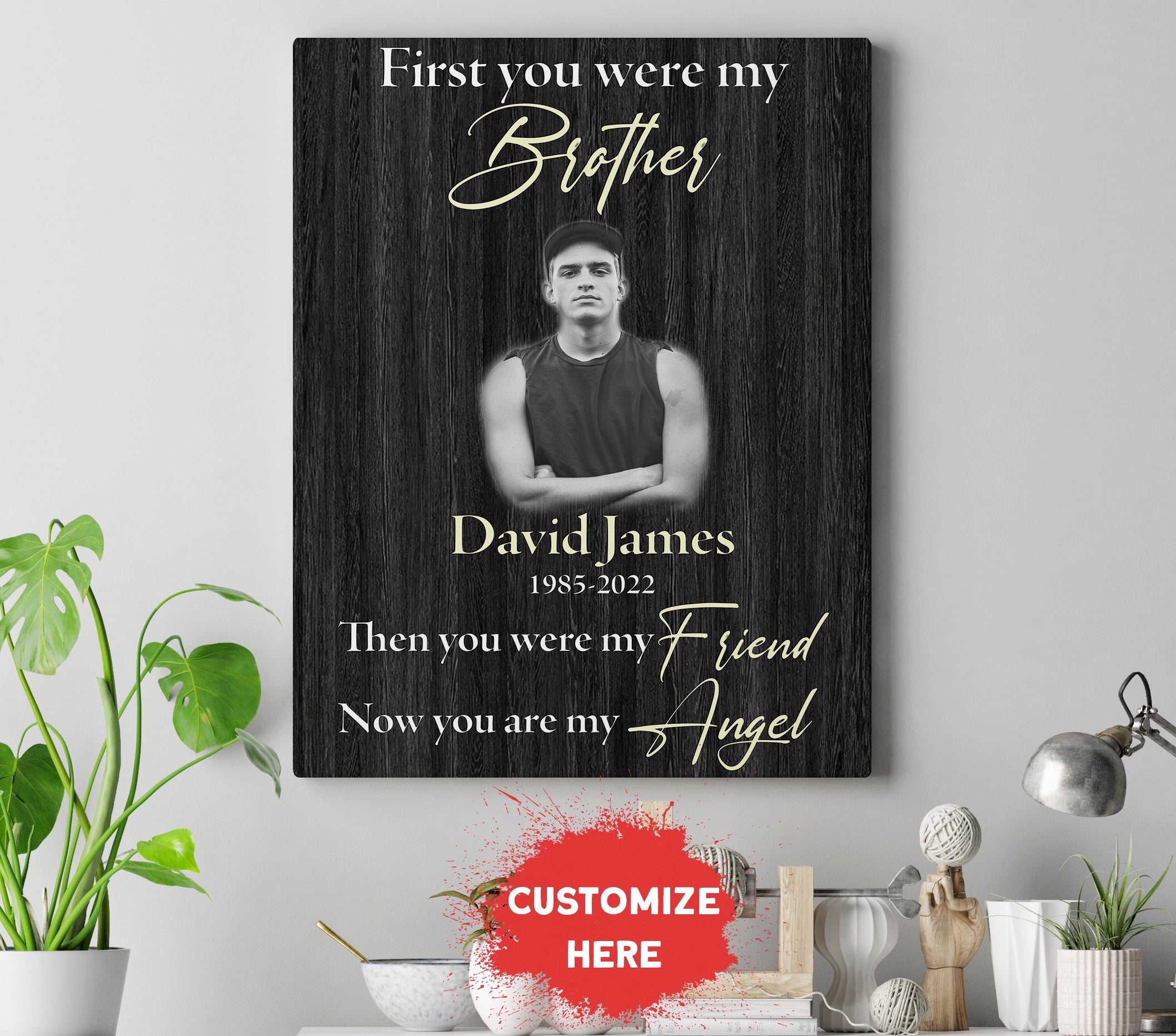Personalized Sympathy Gift For Loss Of Brother, Breavement Condolence Gift For Loss Of Loved One, Custom Canvas Print