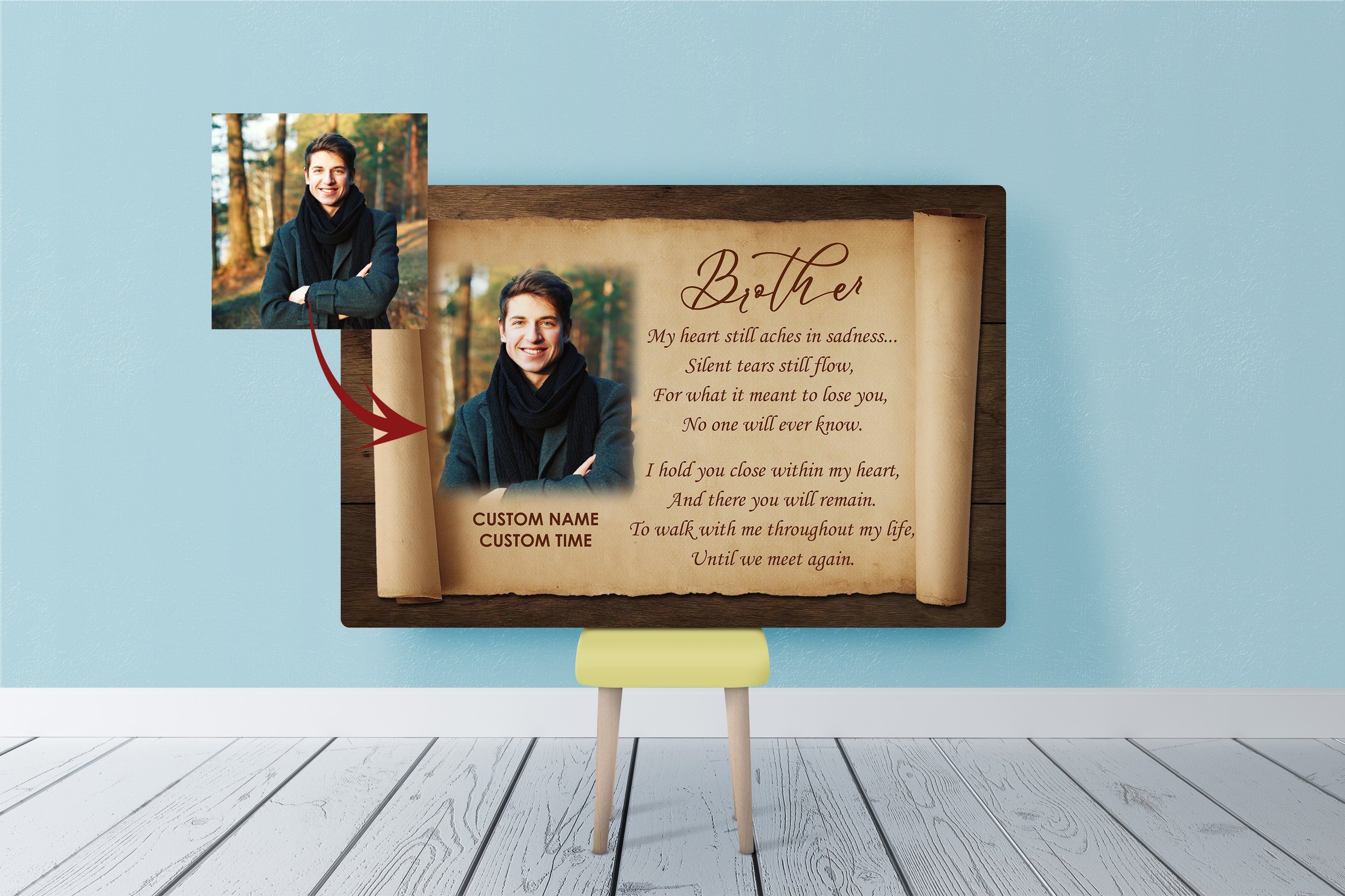 Personalized Sympathy Gift For Loss Of Brother Canvas For Loss Of Loved One Brother In Heaven, Custom Canvas Print