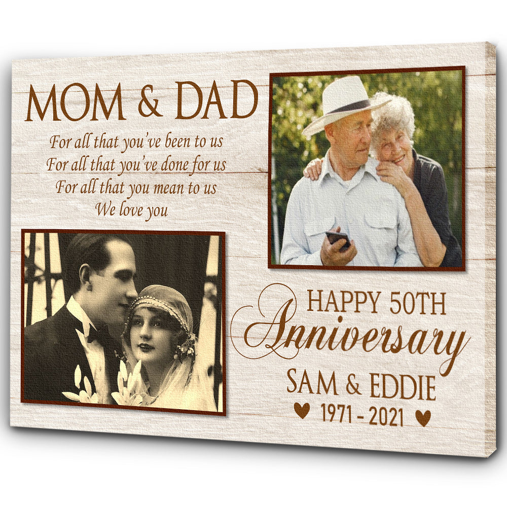 Personalized Wedding Anniversary Canvas For Parent Happy Anniversary Canvas Parents Gift From Daughter Son, Gift For Mom & Dad On Valentine