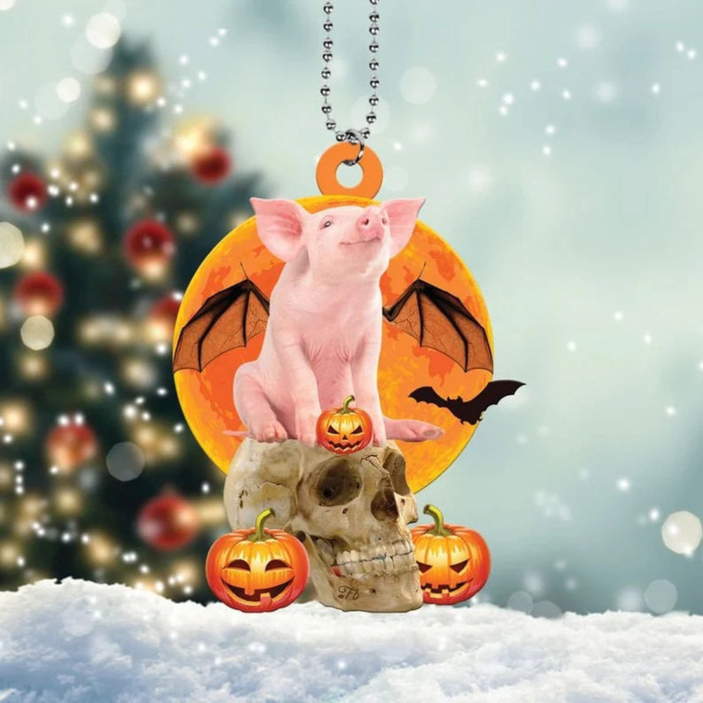 Pig, Skull, Pumpkin, Halloween, Car Hanging Ornament, Pig Ornament, Halloween Ornament, Car Ornaments Christmas, Car Decorations