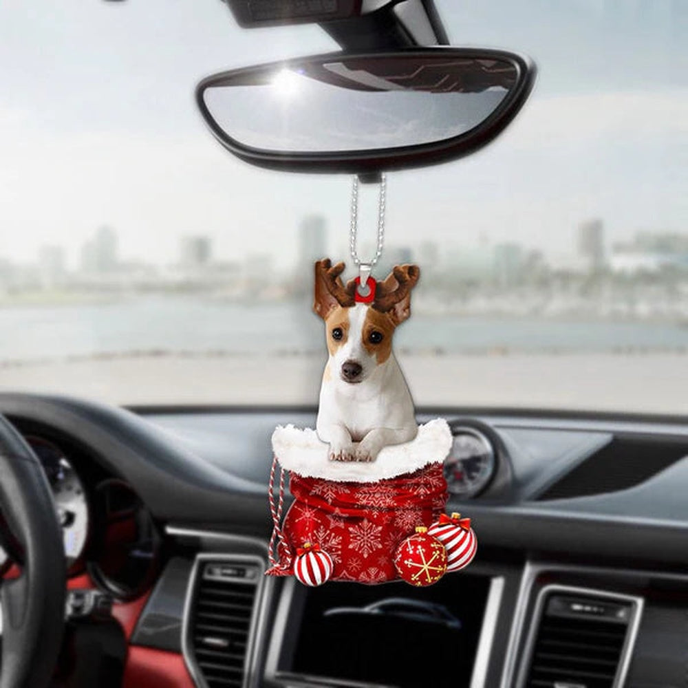 Rat Terrier In Snow Pocket Christmas Car Hanging Ornament Coolspod Ornaments, Car Ornaments Christmas, Car Decorations