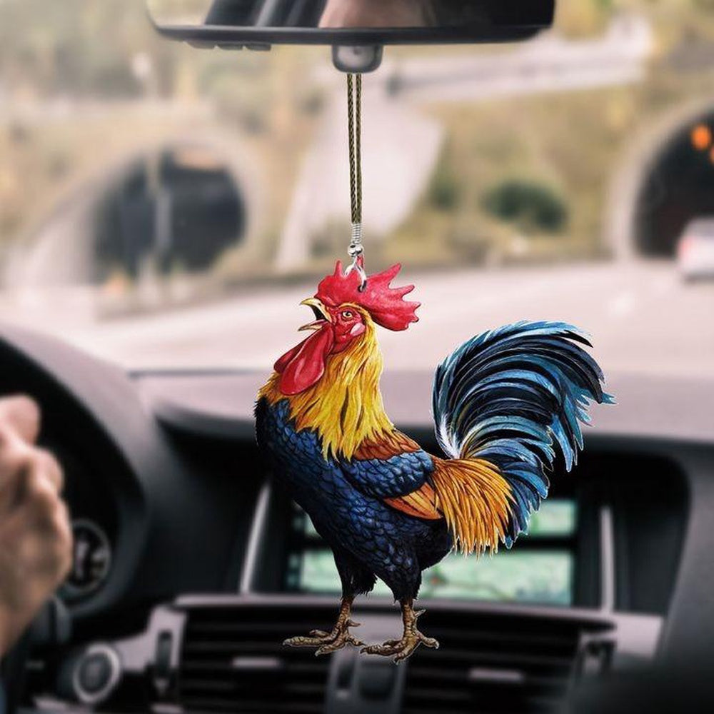 Rooster Art Car Hanging Ornament, Car Ornaments Christmas, Car Decorations
