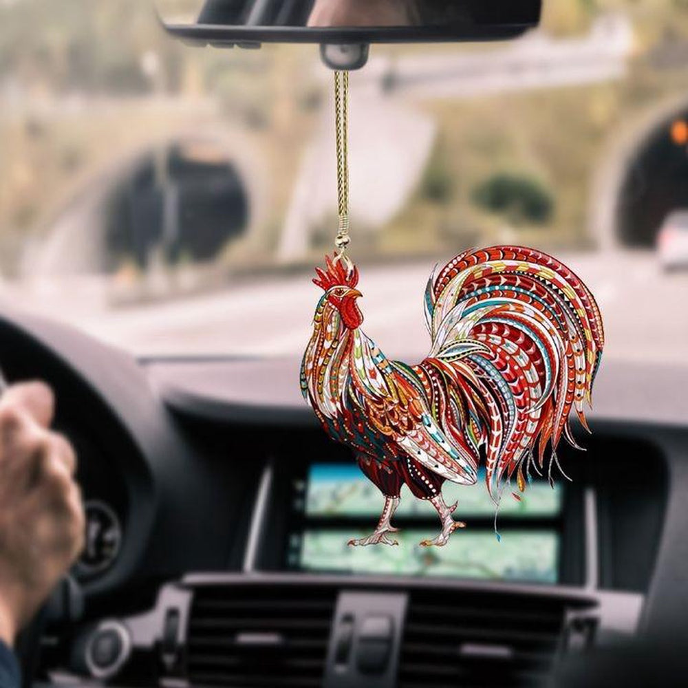 Rooster Art Car Hanging Ornaments, Car Ornaments Christmas, Car Decorations