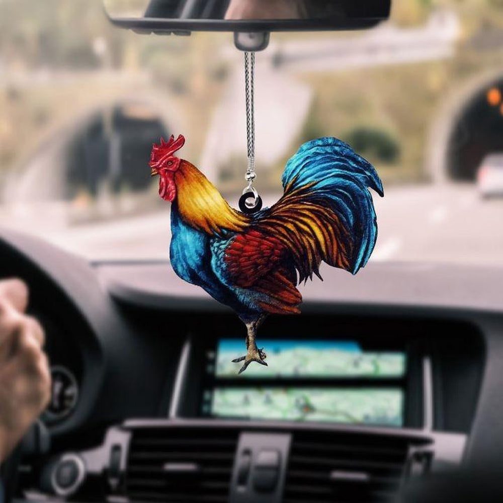 Rooster Blue Car Hanging Ornament, Car Ornaments Christmas, Car Decorations