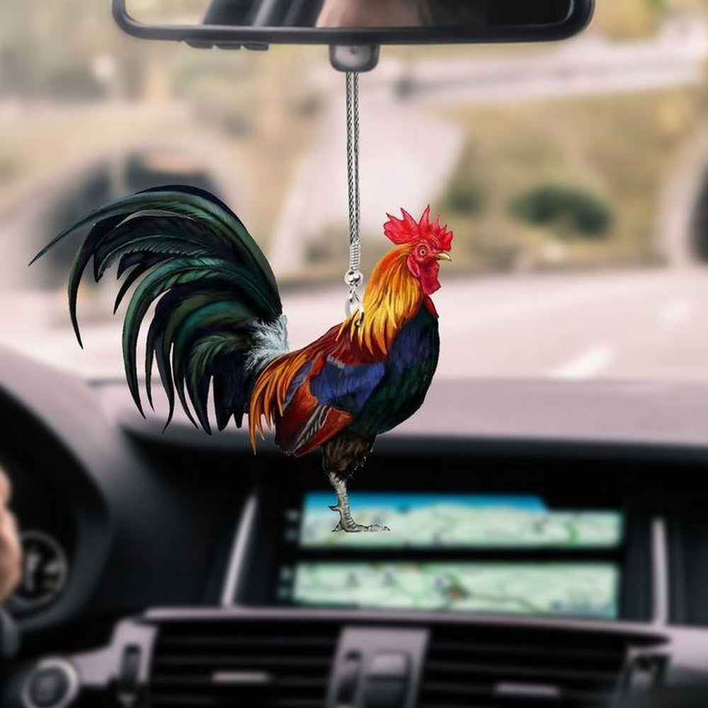 Rooster Painting Car Hanging Ornament, Car Ornaments Christmas, Car Decorations