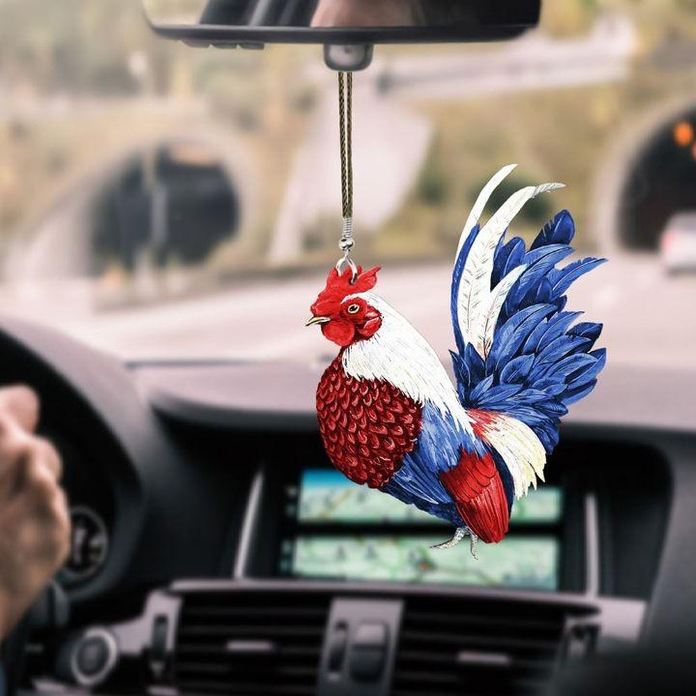 Rooster Us Flag Car Hanging Ornament, Car Ornaments Christmas, Car Decorations