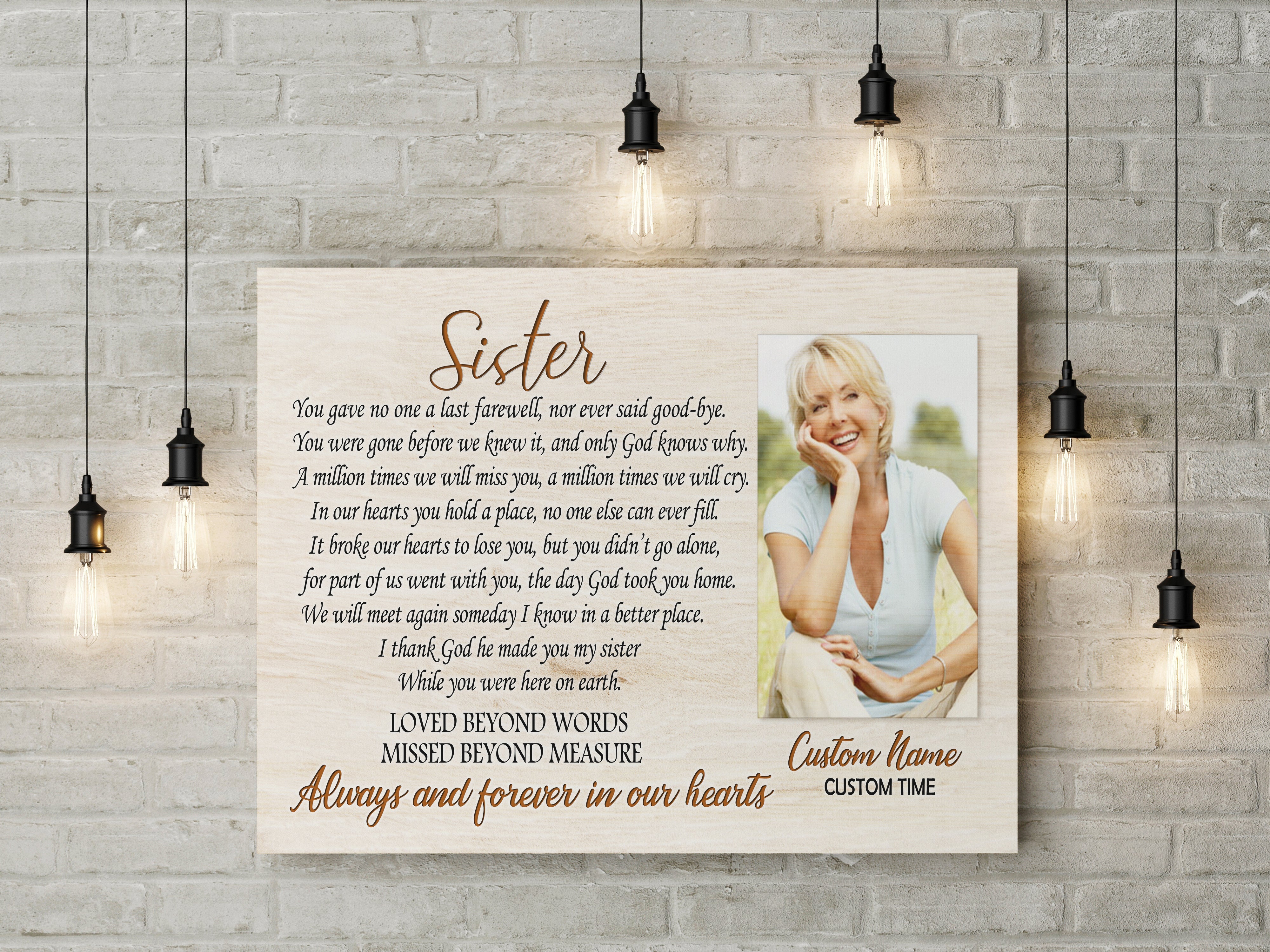 Sister Remembrance Canvas, Customized Memorial Canvas Memorial Gift Sympathy Gift For Loss Of Sister In Loving Memory, Custom Canvas Print