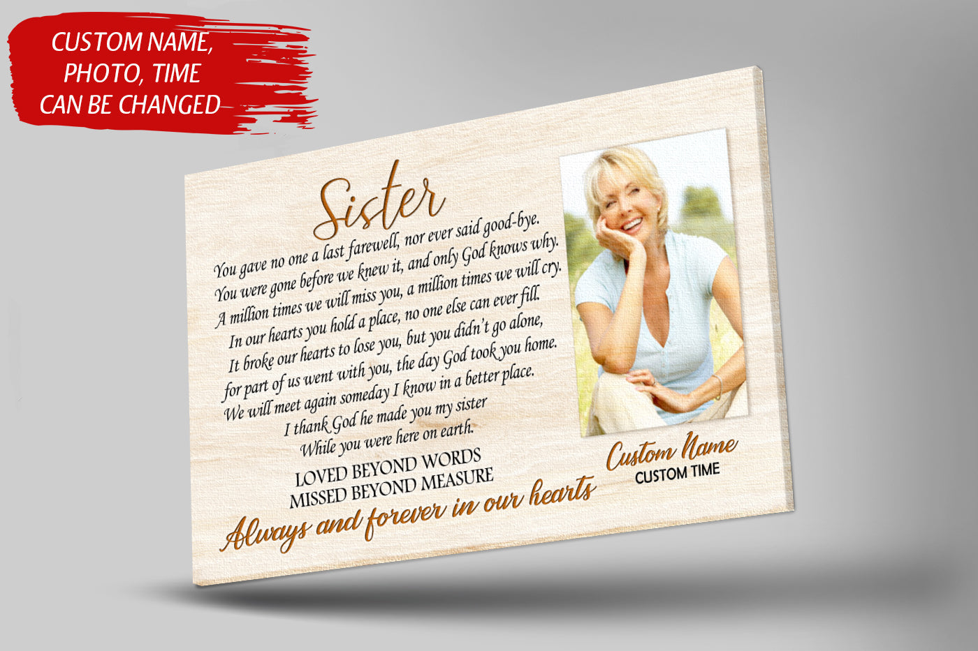 Sister Remembrance Canvas, Customized Memorial Canvas Memorial Gift Sympathy Gift For Loss Of Sister In Loving Memory, Custom Canvas Print