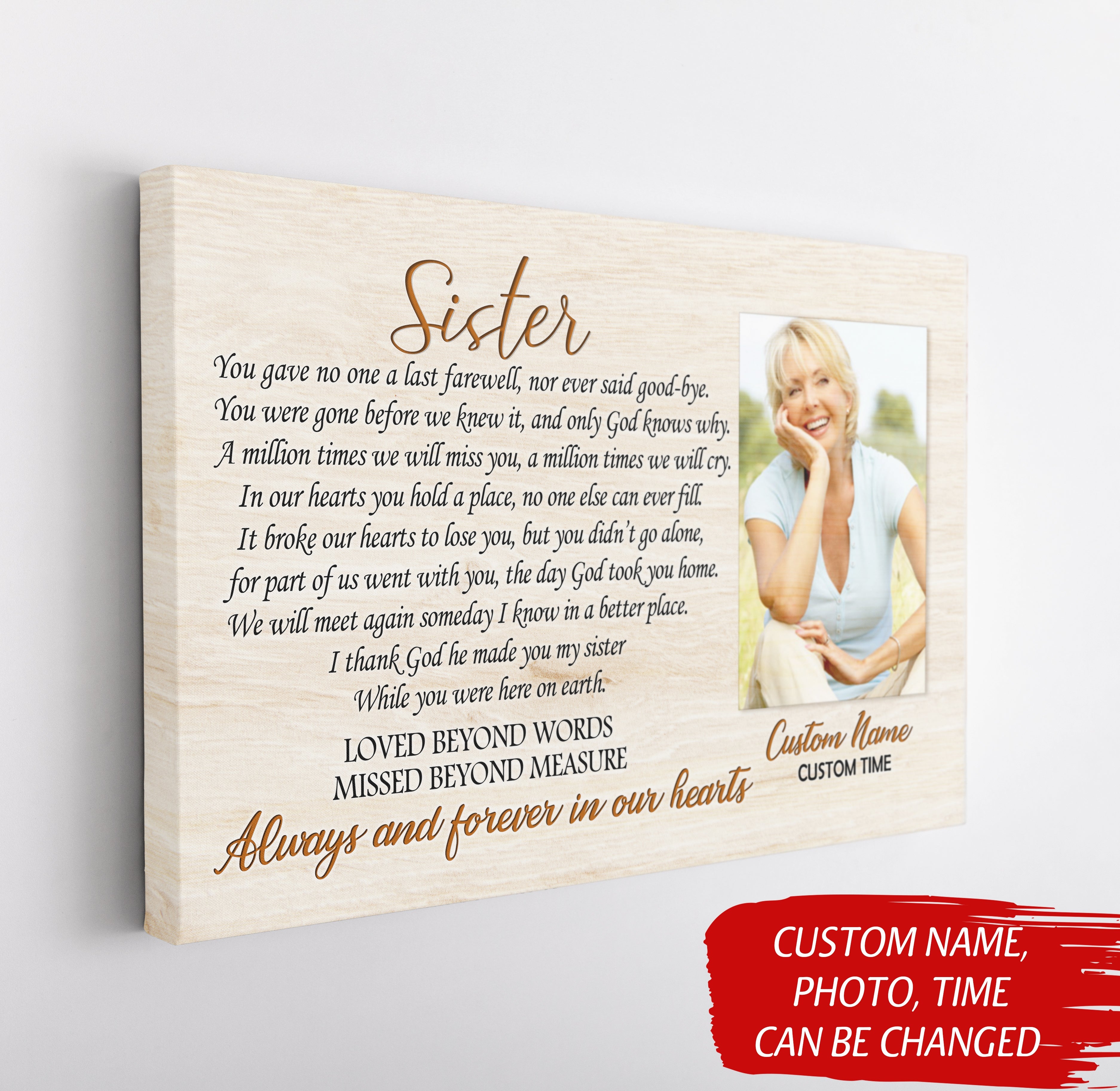Sister Remembrance Canvas, Customized Memorial Canvas Memorial Gift Sympathy Gift For Loss Of Sister In Loving Memory, Custom Canvas Print