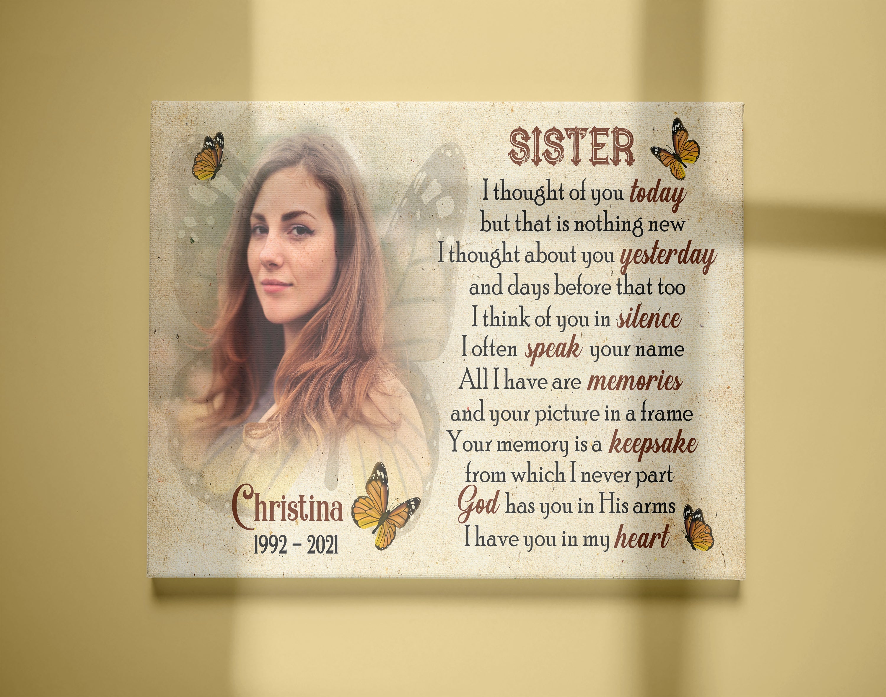 Sister Remembrance Personalized Memorial Canvas In Memory Of Sister Angel Sister In Heaven Sympathy Canvas Bereavement Gift Custom Canvas Print 3 Hx10q4 3 Sister Remembrance, Personalized Memorial Canvas In Memory Of Sister, Angel Sister In Heaven Sympathy Canvas, Bereavement Gift, Custom Canvas Print