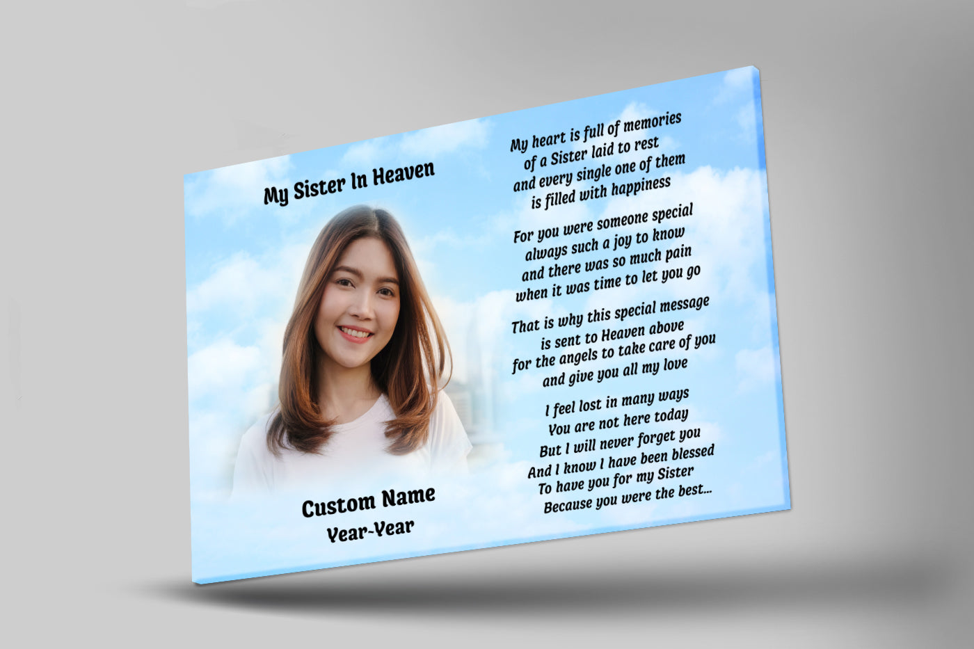 Sister Remembrance, Personalized Memorial Canvas Sister In Heaven Memorial Canvas, Memorial Gift For Loss Of Sister, Custom Canvas Print