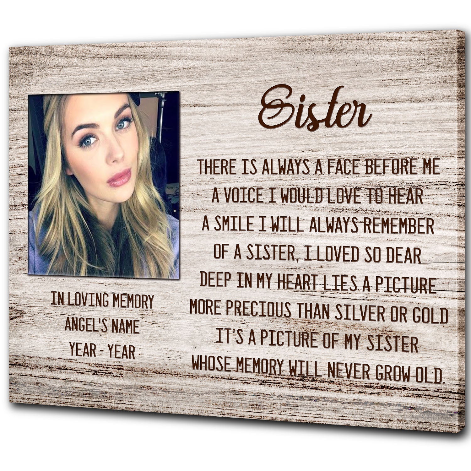 Sister Remembrance Personalized Memorial Canvas Sister Memorial Canvas, Memorial Gift For Loss Of Sister Sympathy, Bereavement Gift
