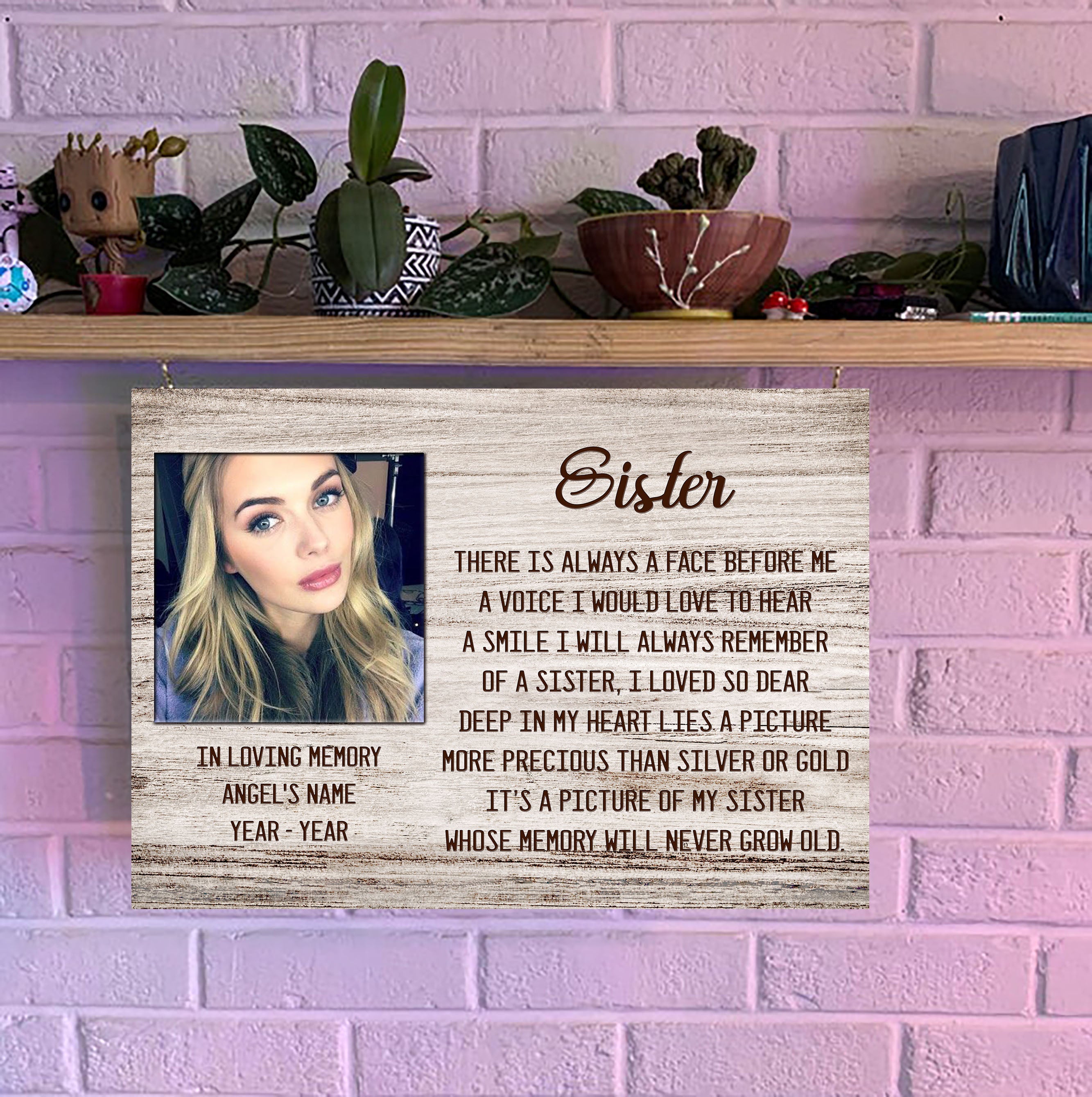 Sister Remembrance Personalized Memorial Canvas Sister Memorial Canvas, Memorial Gift For Loss Of Sister Sympathy, Bereavement Gift