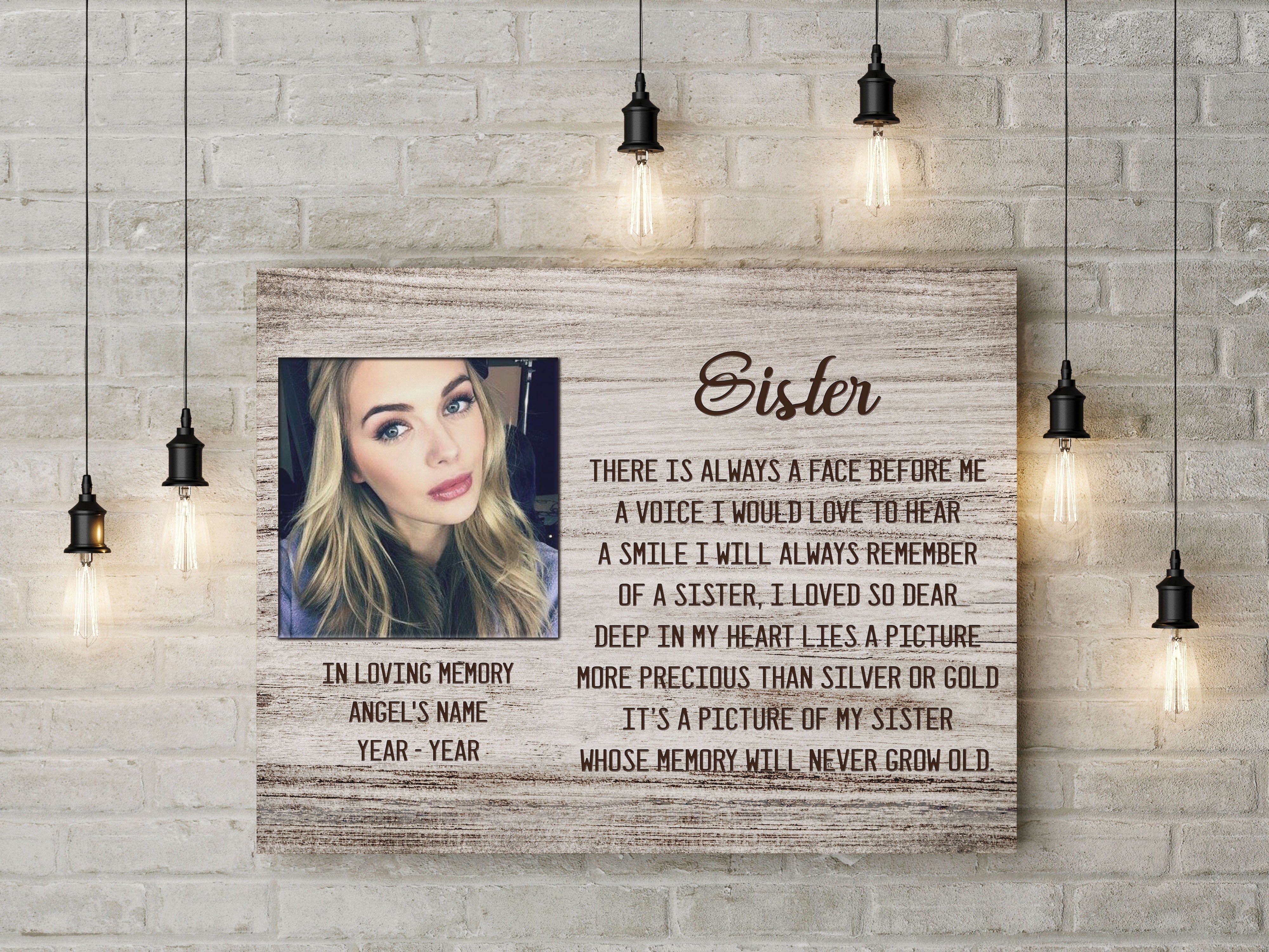 Sister Remembrance Personalized Memorial Canvas Sister Memorial Canvas, Memorial Gift For Loss Of Sister Sympathy, Bereavement Gift