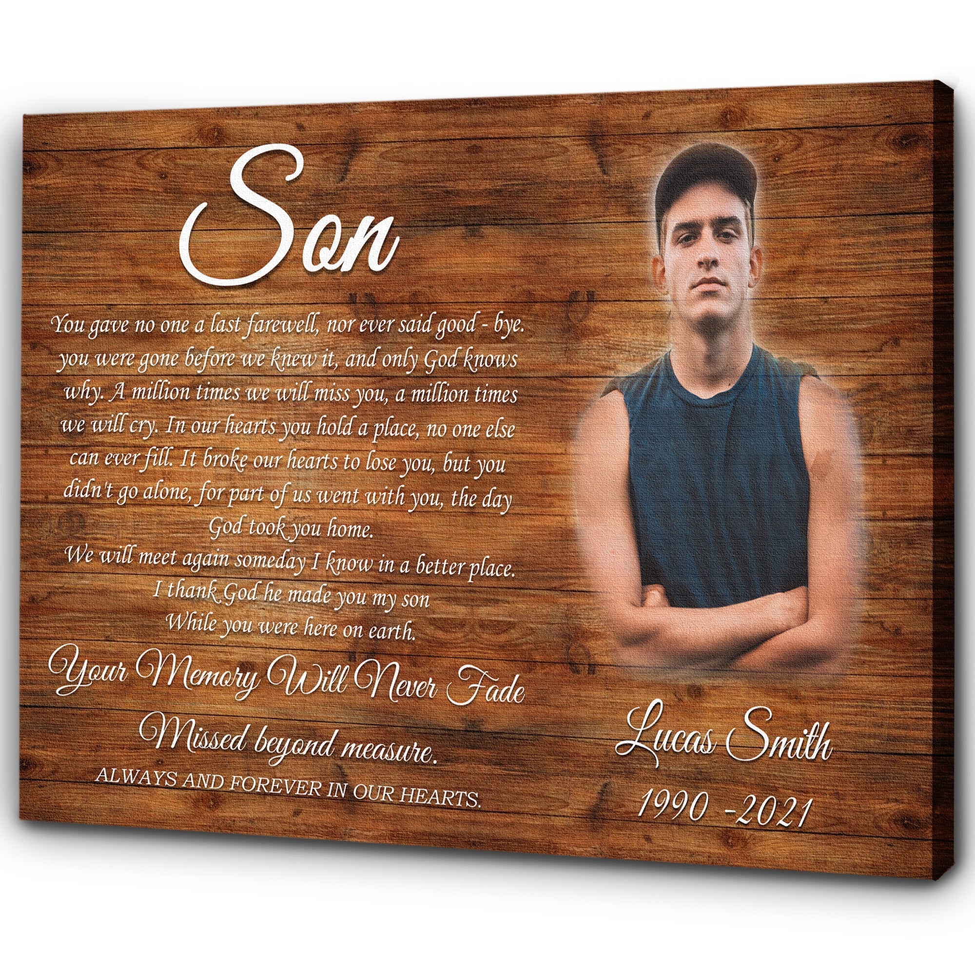 Son Memorial Personalized Canvas My Angel Son In Heaven Canvas Sympathy Gifts For Loss Of Son Memorial Son Canvas In Loving Memory