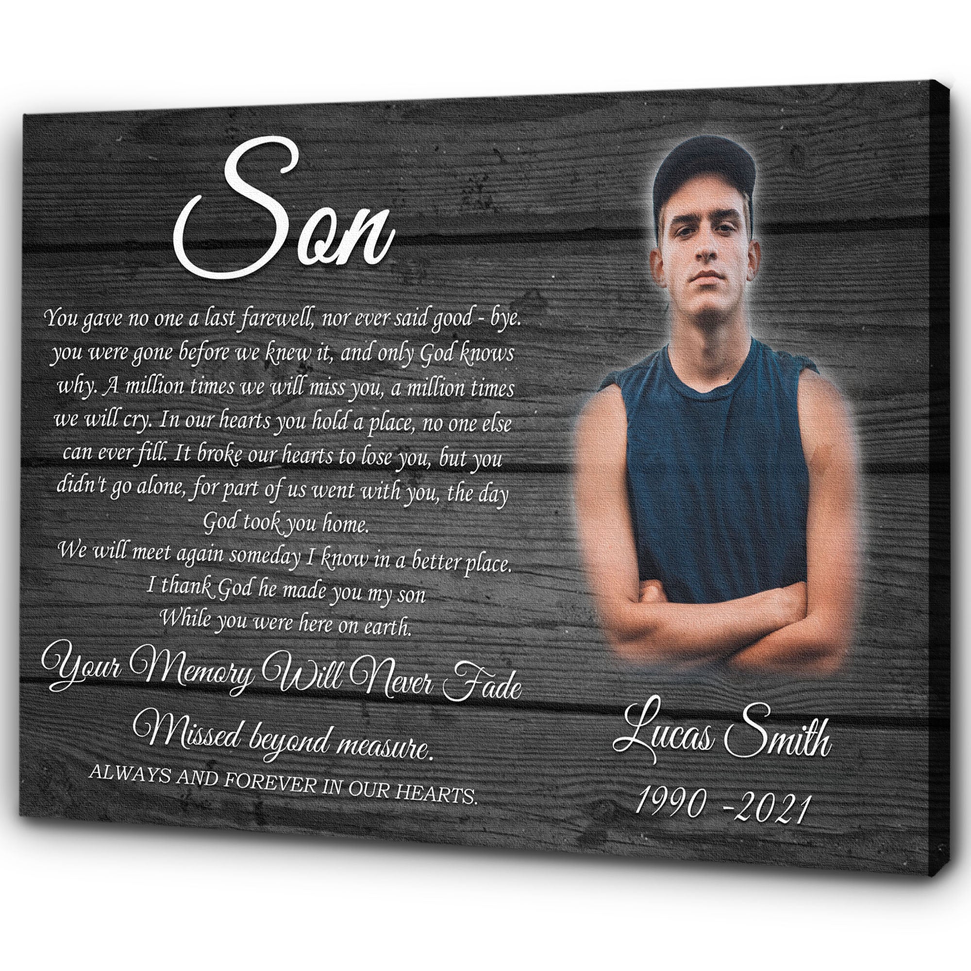 Son Memorial Personalized Canvas My Angel Son In Heaven Sympathy Gifts For Loss Of Son Memorial Son Canvas In Loving Memory, Custom Canvas Print