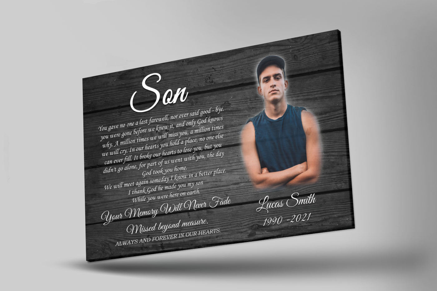 Son Memorial Personalized Canvas My Angel Son In Heaven Sympathy Gifts For Loss Of Son Memorial Son Canvas In Loving Memory, Custom Canvas Print