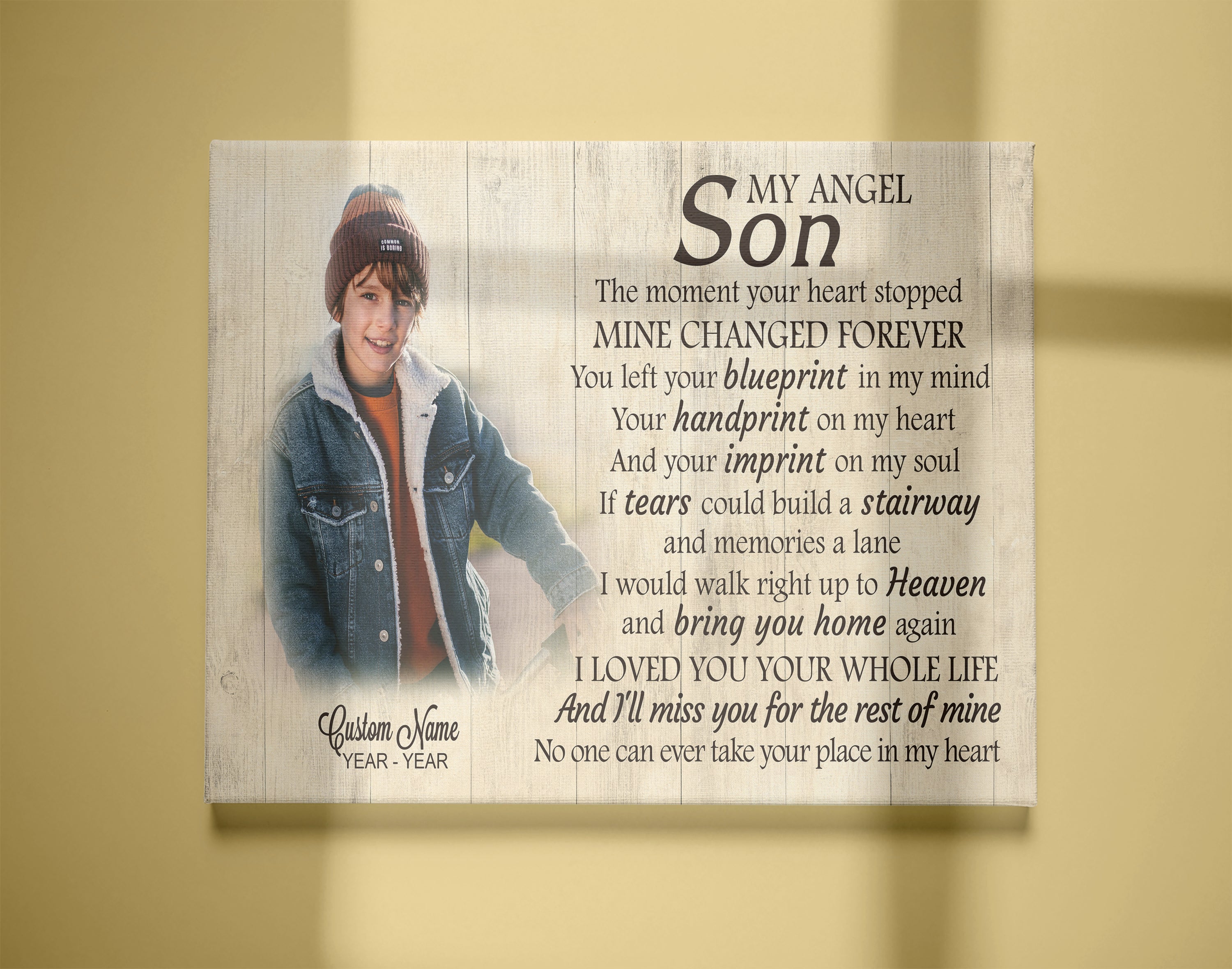 Son Remembrance Personalized Canvas My Angel Son In Heaven Memorial Gifts, Custom Canvas Print