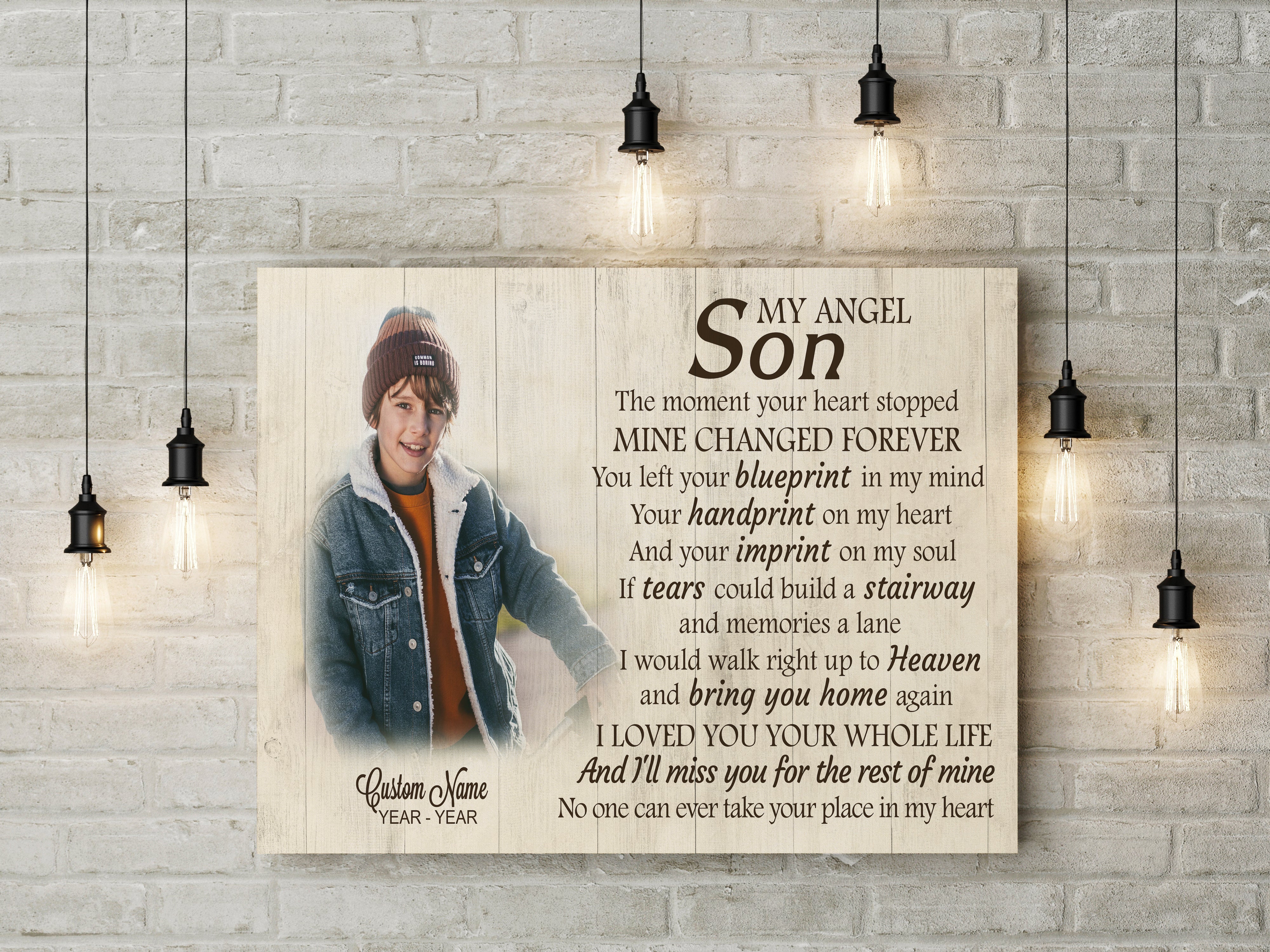 Son Remembrance Personalized Canvas My Angel Son In Heaven Memorial Gifts, Custom Canvas Print
