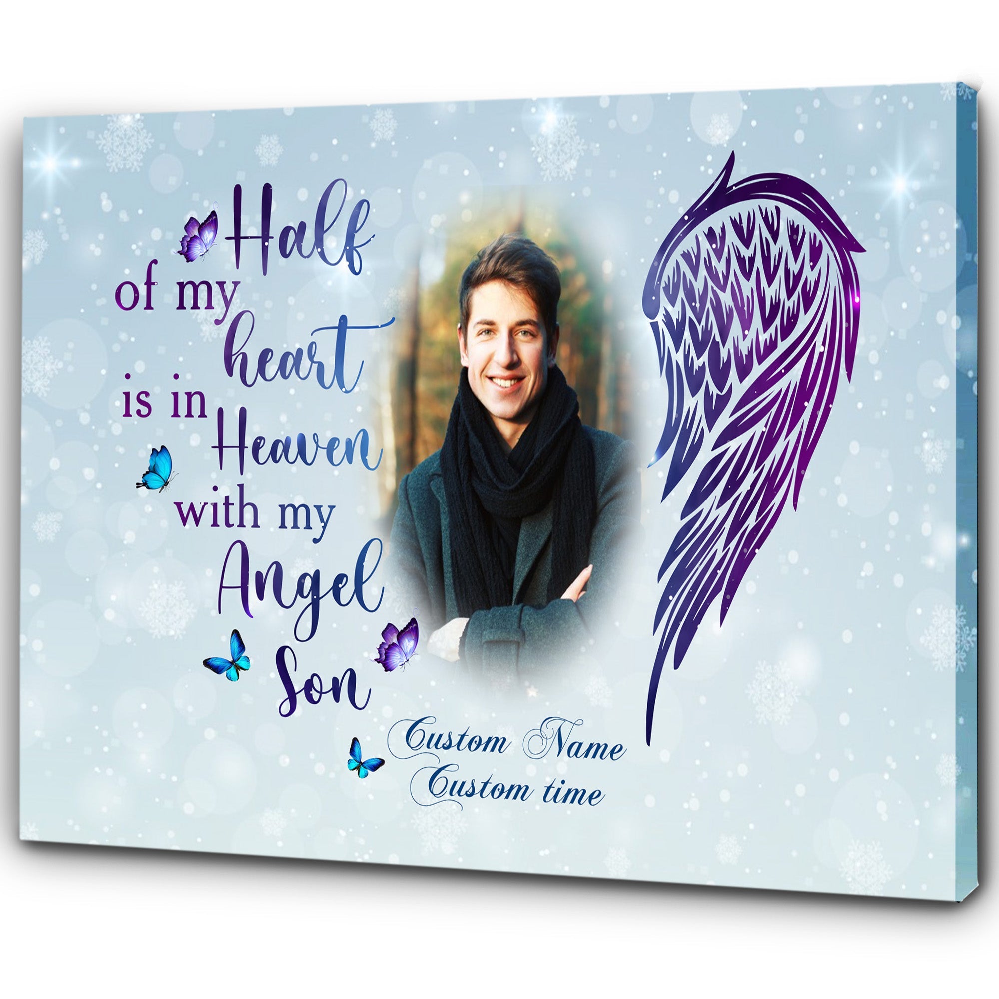Son Remembrance Personalized Memorial Canvas My Angel Son, Loss Of A Child Remembrance Sympathy Gifts Bereavement Condolence Gifts