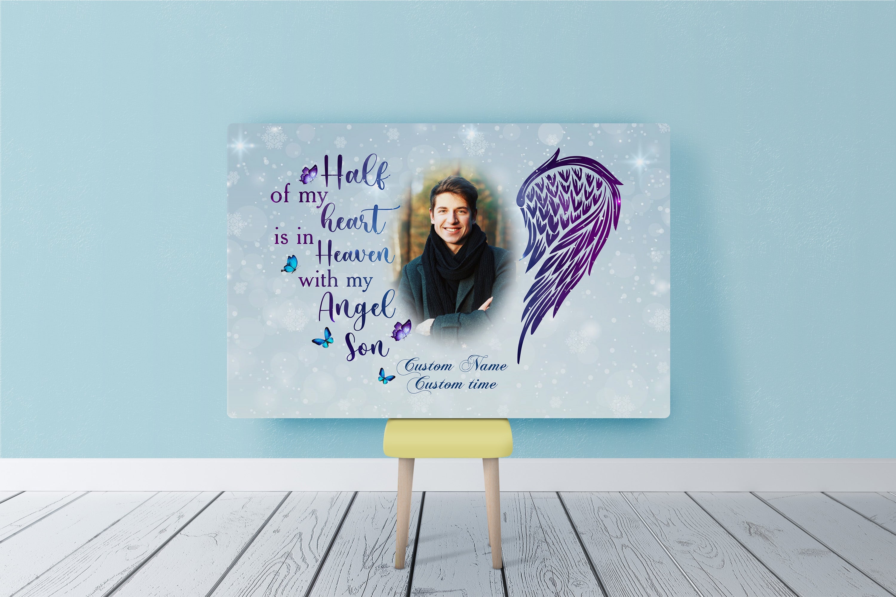 Son Remembrance Personalized Memorial Canvas My Angel Son, Loss Of A Child Remembrance Sympathy Gifts Bereavement Condolence Gifts