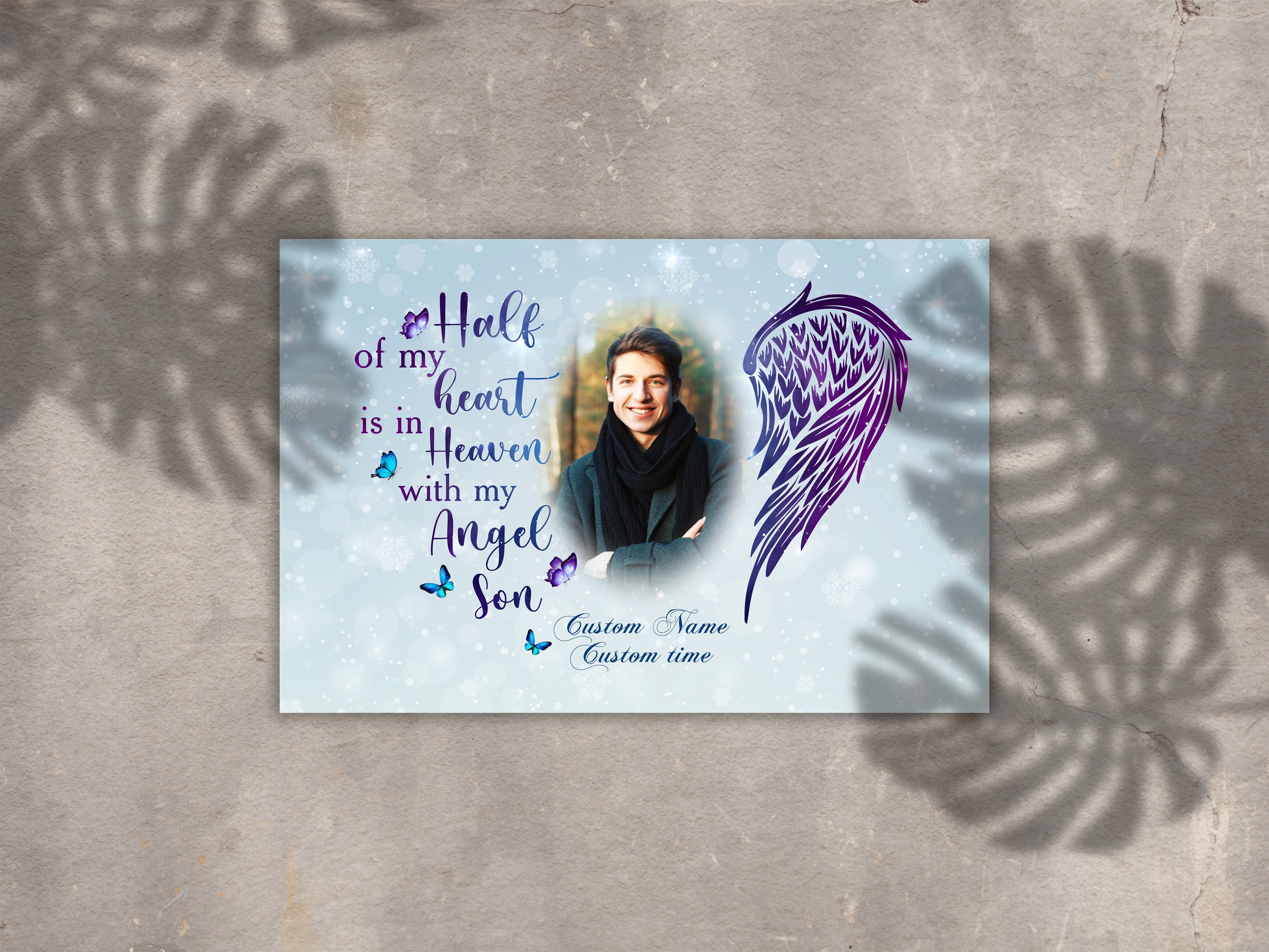 Son Remembrance Personalized Memorial Canvas My Angel Son, Loss Of A Child Remembrance Sympathy Gifts Bereavement Condolence Gifts