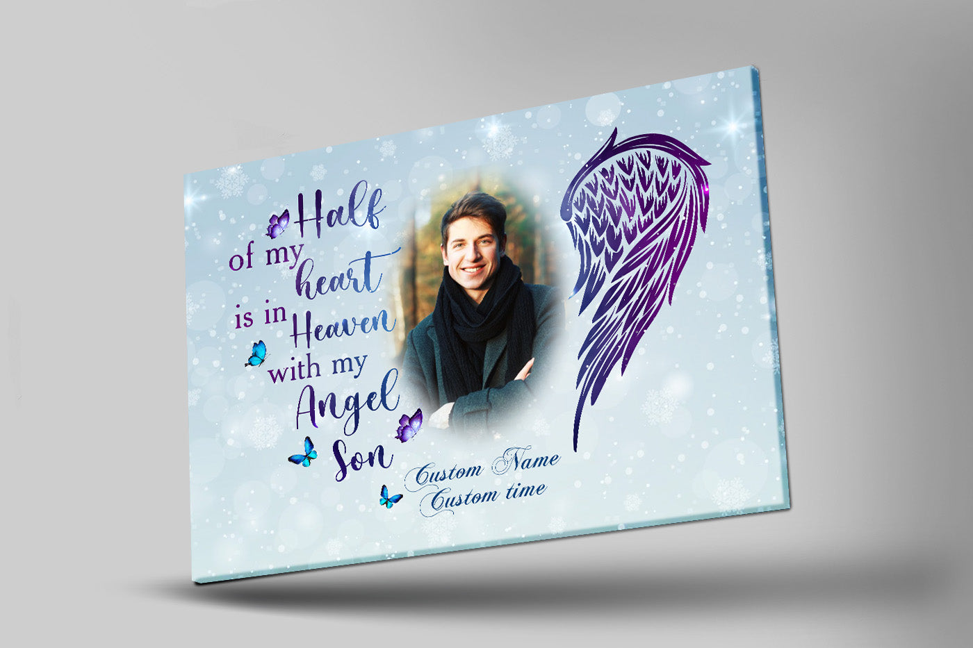 Son Remembrance Personalized Memorial Canvas My Angel Son, Loss Of A Child Remembrance Sympathy Gifts Bereavement Condolence Gifts