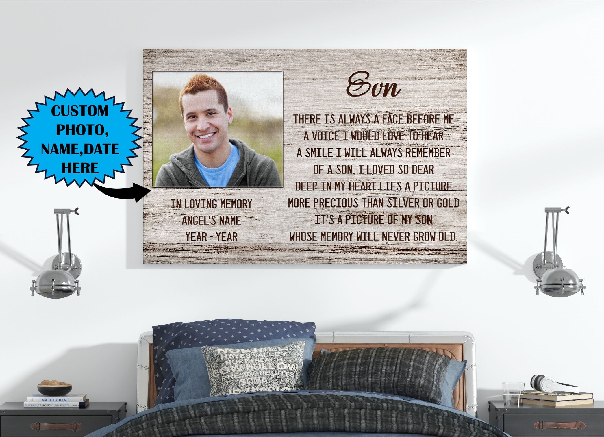 Son Remembrance Personalized Memorial Canvas Son Memorial Canvas, Memorial Gift For Loss Of Son