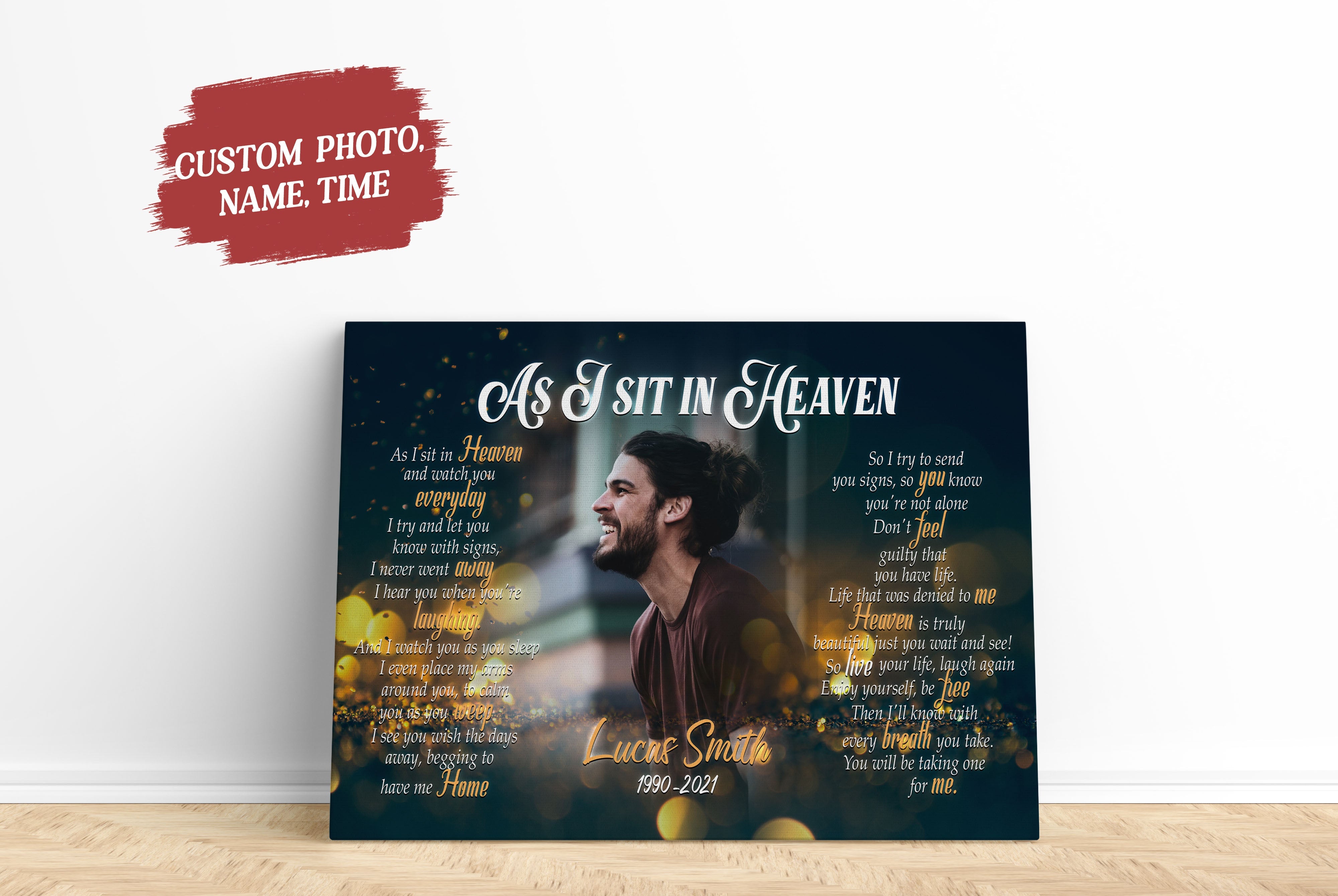 Sympathy Son Canvas As I Sit In Heaven And Watch You Everyday Canvas Wall Art I Never Went Away Canvas Remembrance Gift