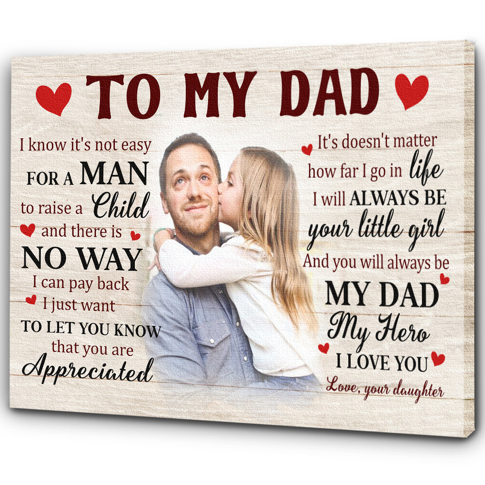 To My Dad Canvas, Personalized Gifts For Dad From Daughter, Wall Art Gifts For Dad On Birthday, Family Day, Father'S Day