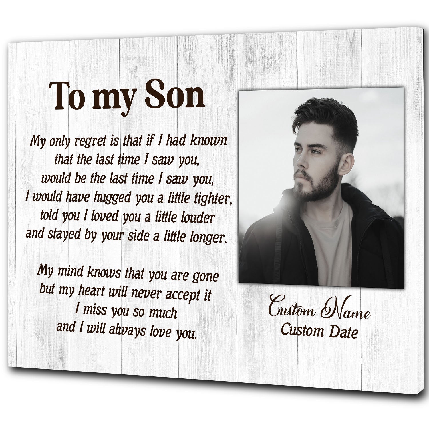 To My Son In Heaven Canvas Personalized Memorial Canvas Son Memorial Canvas, Memorial Gift, Son Remembrance Sympathy