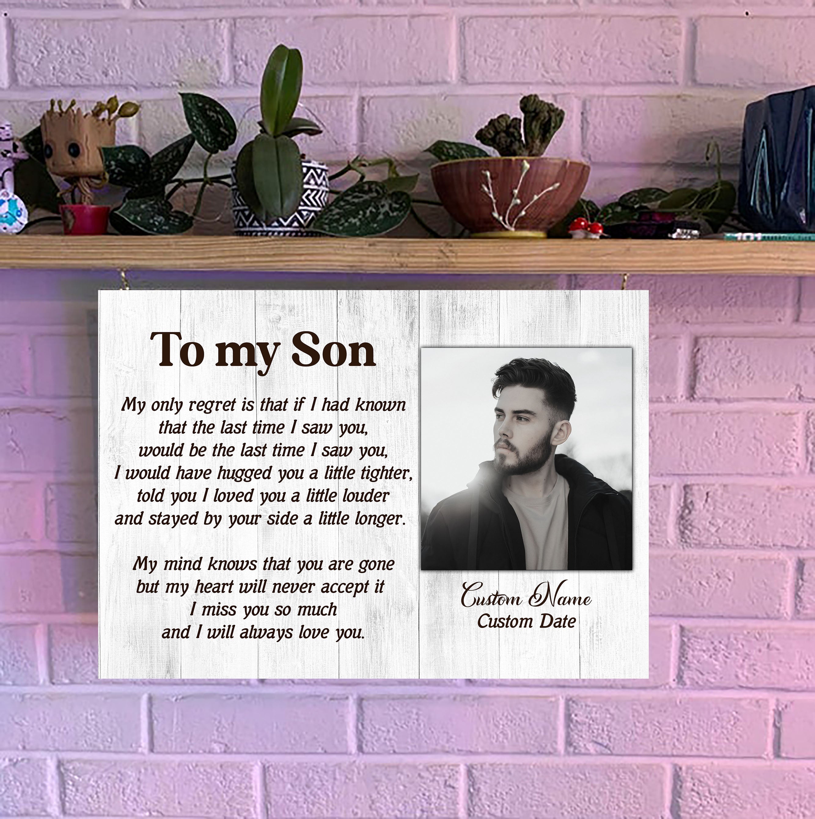 To My Son In Heaven Canvas Personalized Memorial Canvas Son Memorial Canvas, Memorial Gift, Son Remembrance Sympathy