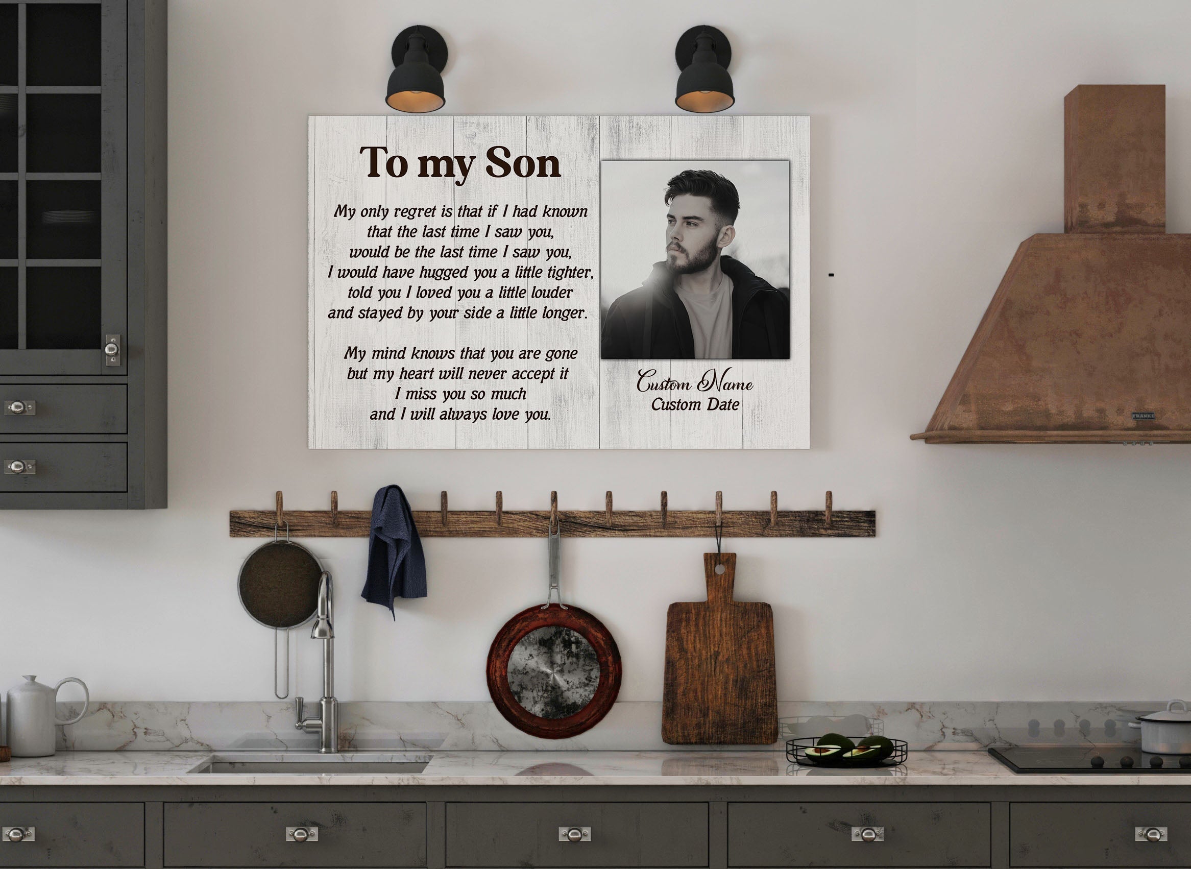 To My Son In Heaven Canvas Personalized Memorial Canvas Son Memorial Canvas, Memorial Gift, Son Remembrance Sympathy