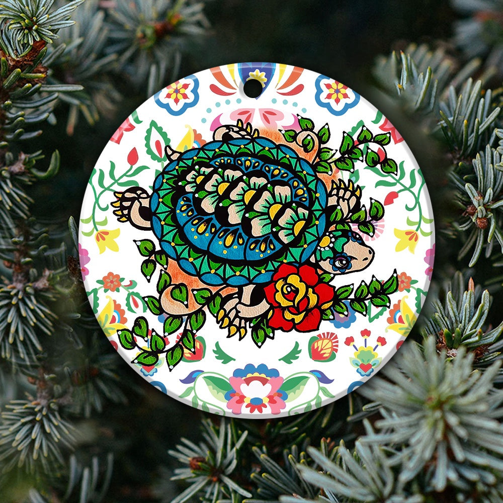 Turtle Ornament Day Of The Dead Dia De Los Muertos Art Print Animal Ornament, Car Ornaments Christmas, Car Decorations
