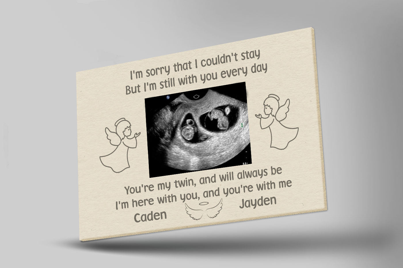 Twin Miscarriage Memorial - Personalized Sonogram Canvas In Loving Memory Of Baby Twins Pregnancy Loss Sympathy